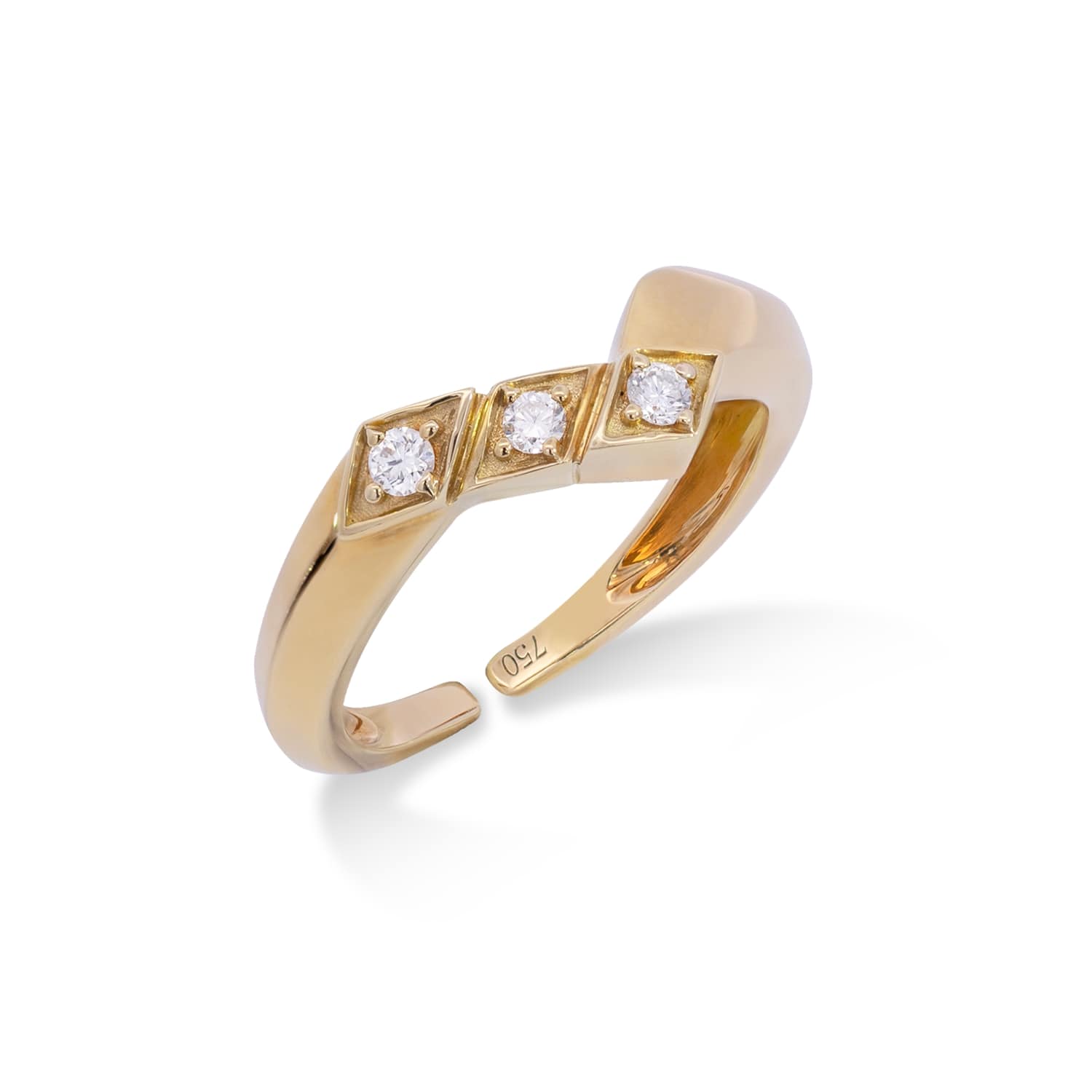Women’s Rockstar Lightning Ring In Solid Yellow Gold And Diamonds Simone Jewels