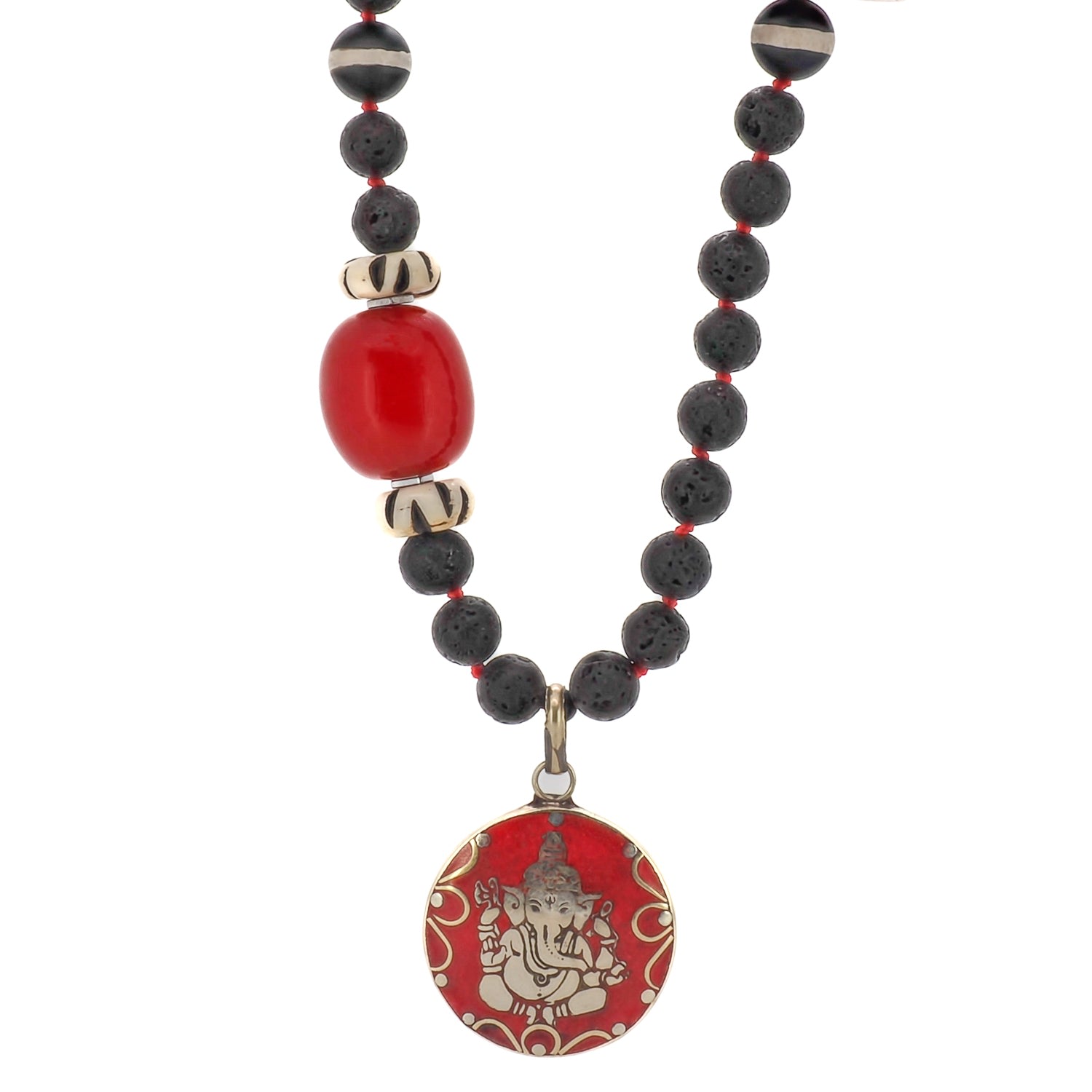 Women’s Black / Red Black Ganesha Yoga Beaded Necklace - Black Ebru Jewelry