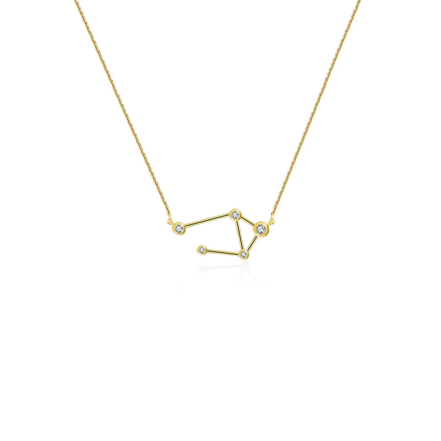 Women’s Libra Zodiac Constellation Necklace 18K Yellow Gold & Diamond Genevieve Collection