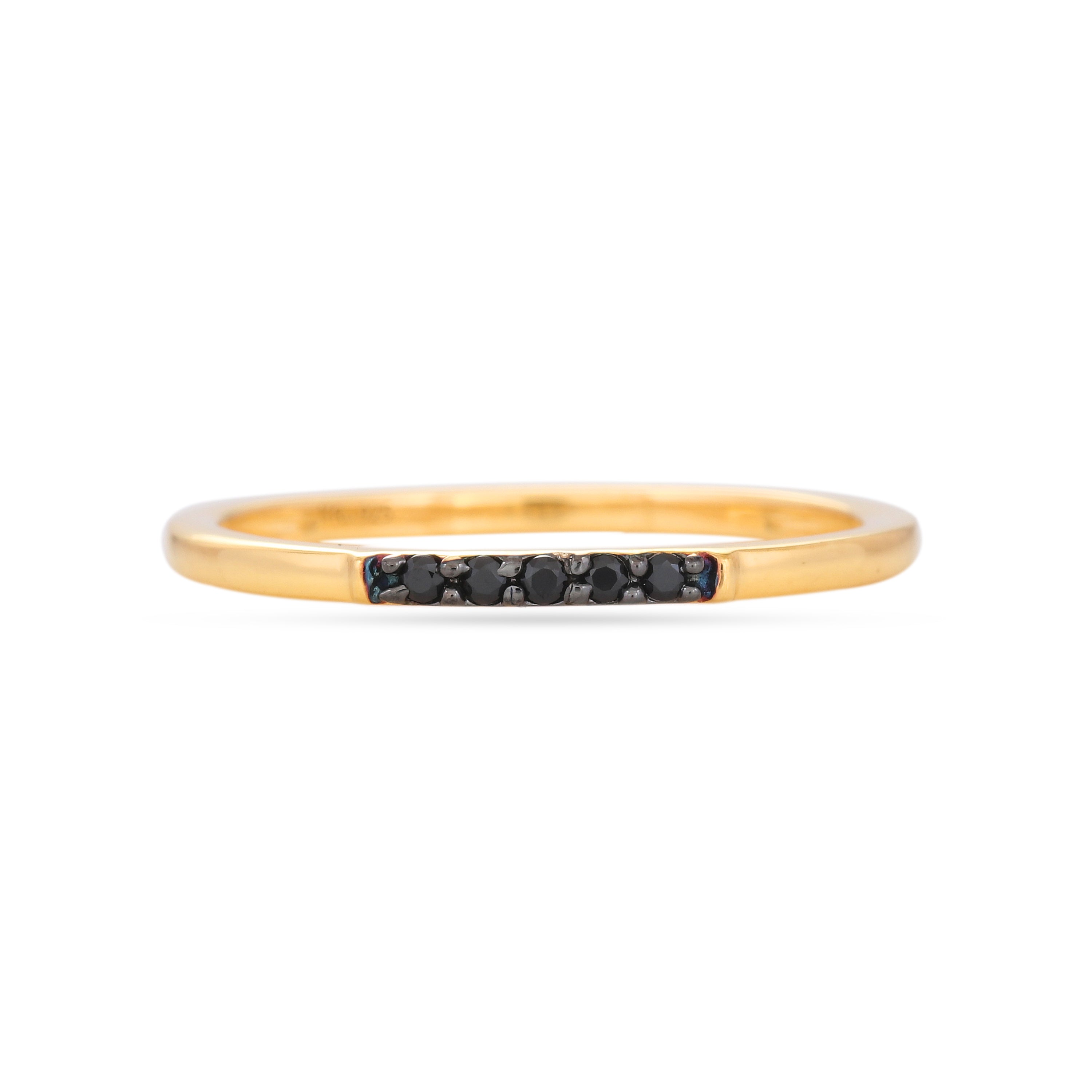 Women’s Black Spinel 5 Stone Ring - Gold Karrah Jewellery