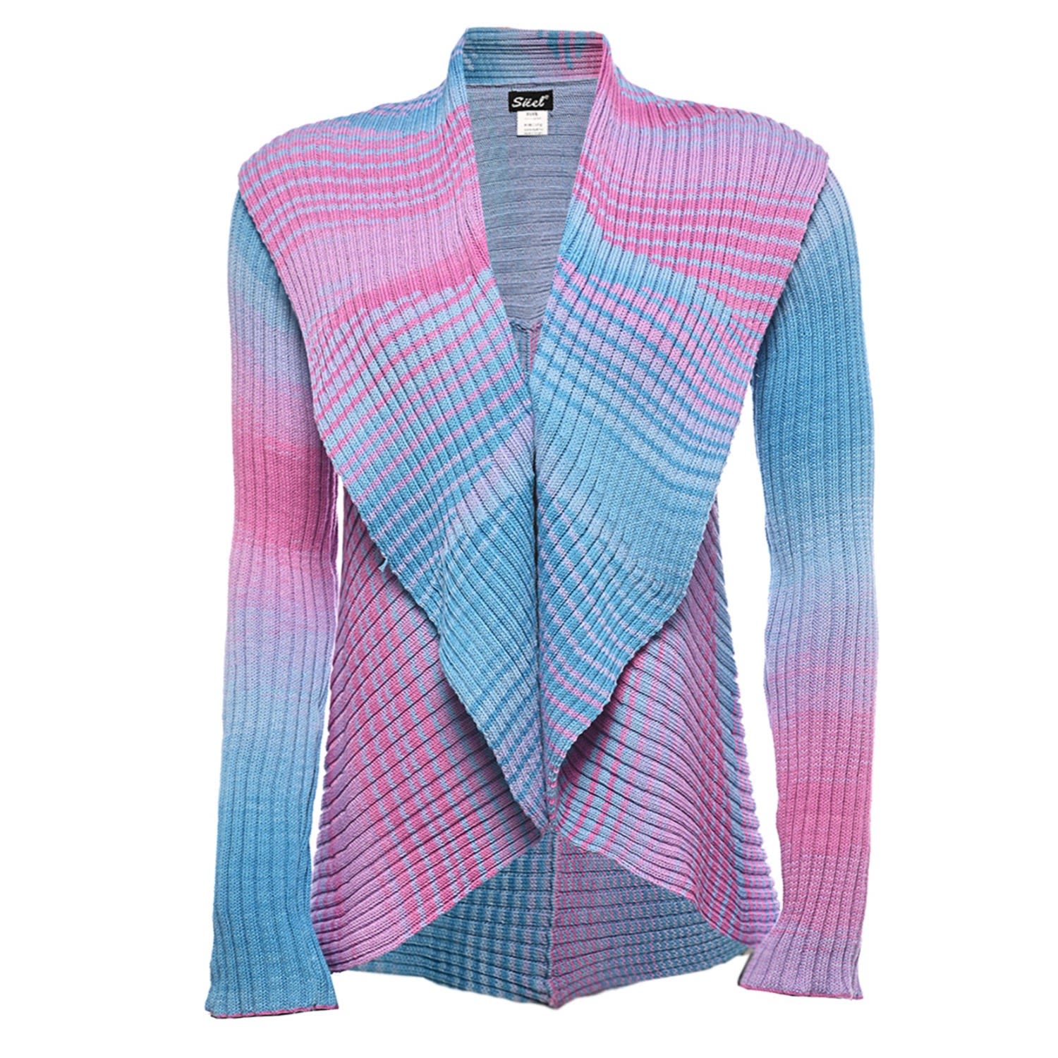 Women’s Blue / Pink / Purple Ribbed Round Cardigan Pink-Sea One Size Sel Knitwear