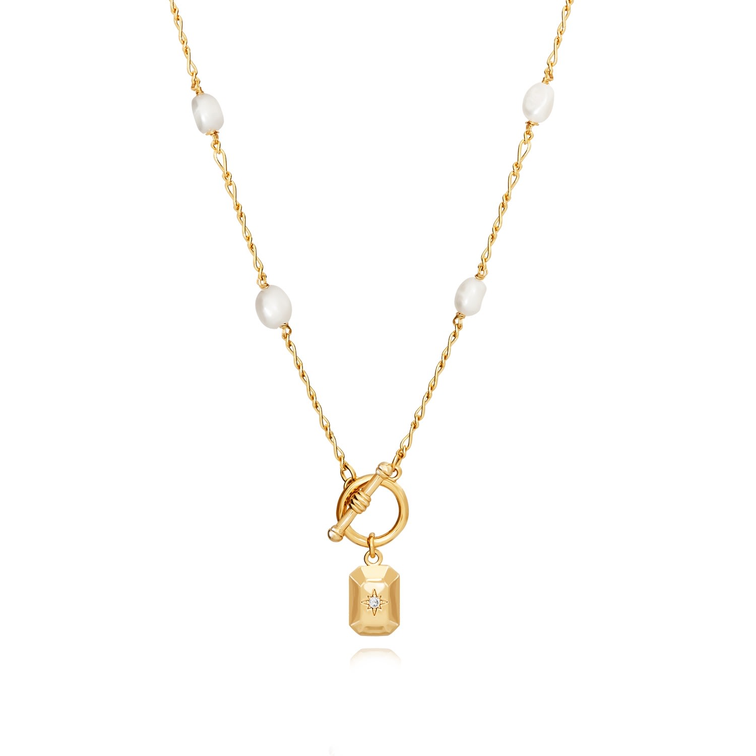 Women’s Gold Amori Toggle Pearl Chain Necklace 33mm