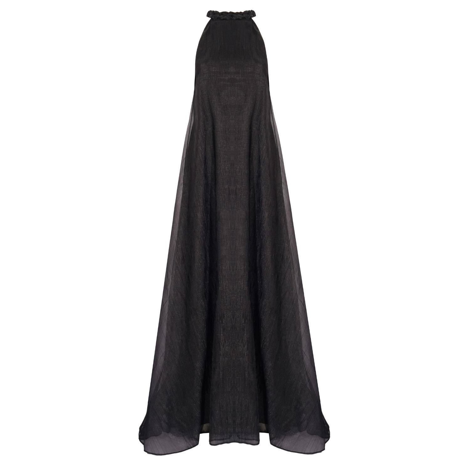 Women’s Midnight Sky - Knitted Straps, Black Maxi Dress With Low-Cut Back Small Lunaire Studio