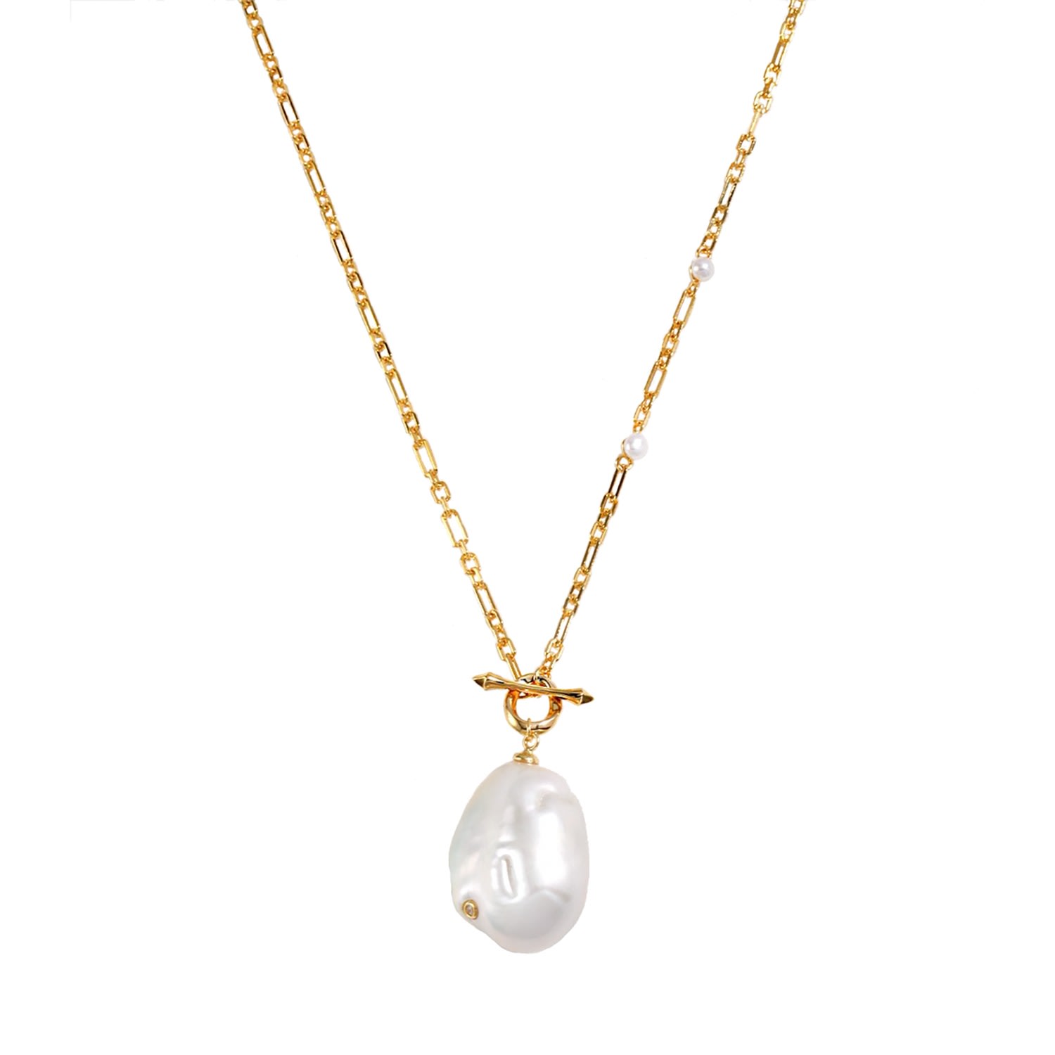 Women’s Baroque Pearl Pendant Gold Chain Necklace Ms. Donna