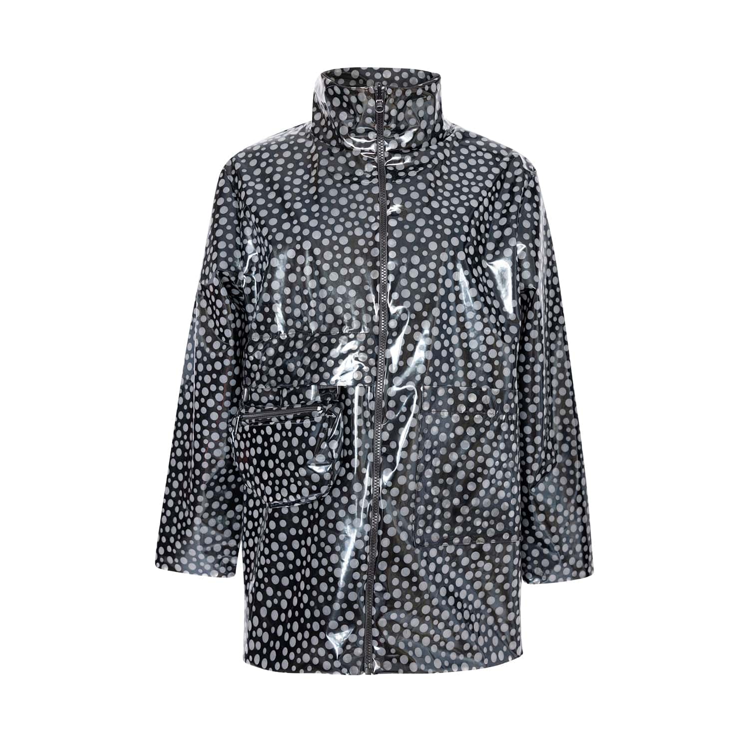 Women’s Neutrals / Black / White Reversible Rain Jacket In Transparent Polka Dot Small Vidi Blak