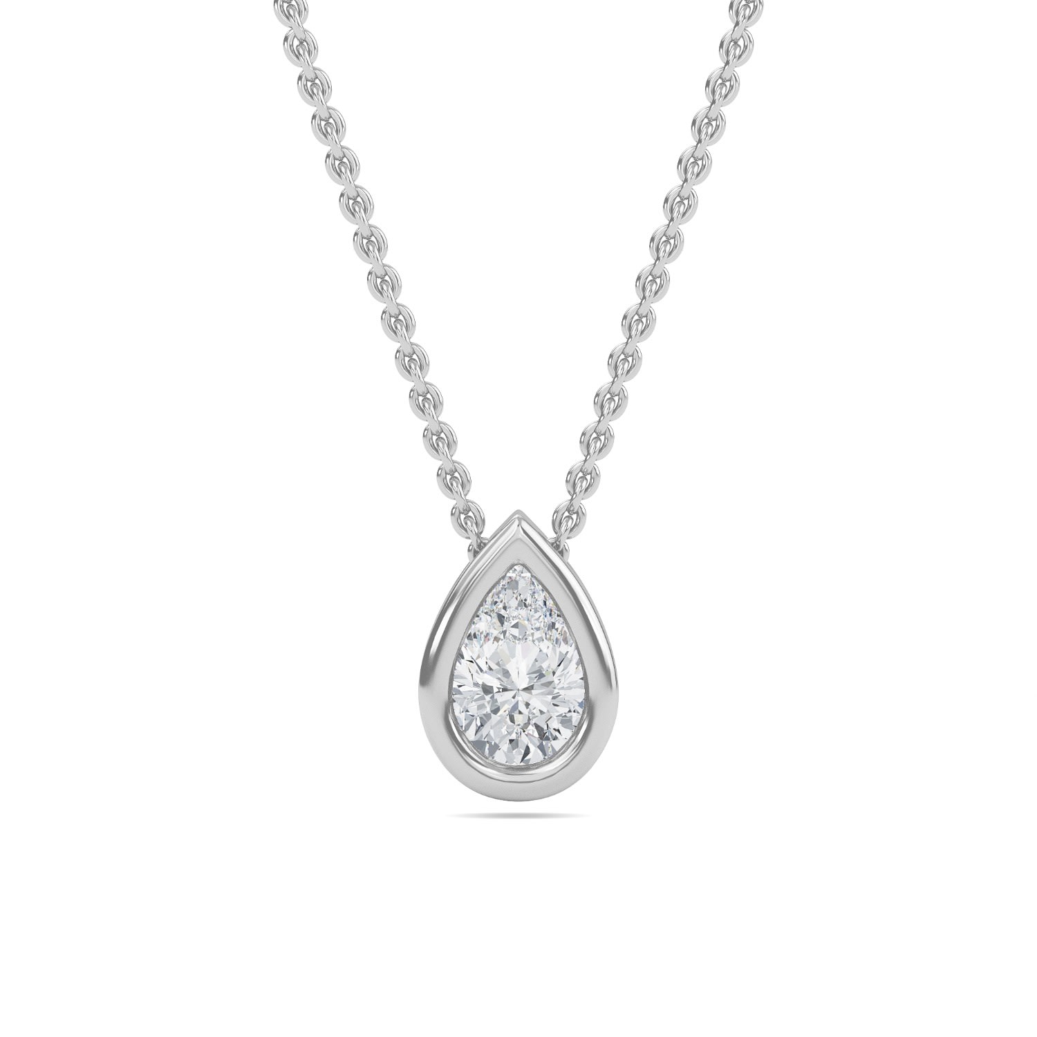 Women’s Silver Diamond Pear Bezel Necklace Itara Jewelry