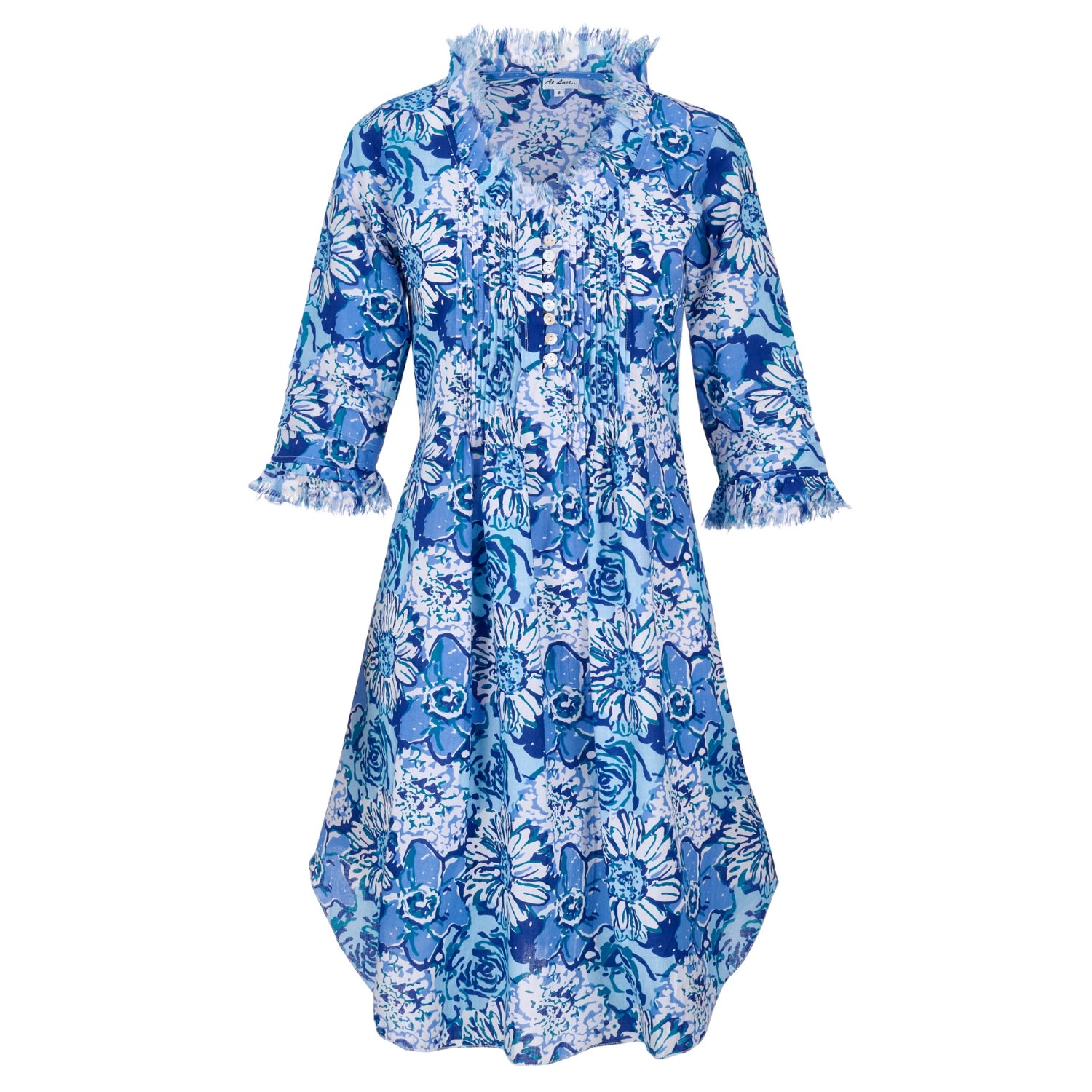 Women’s Annabel Cotton Tunic In Blue Seas & White Floral XXL At Last...