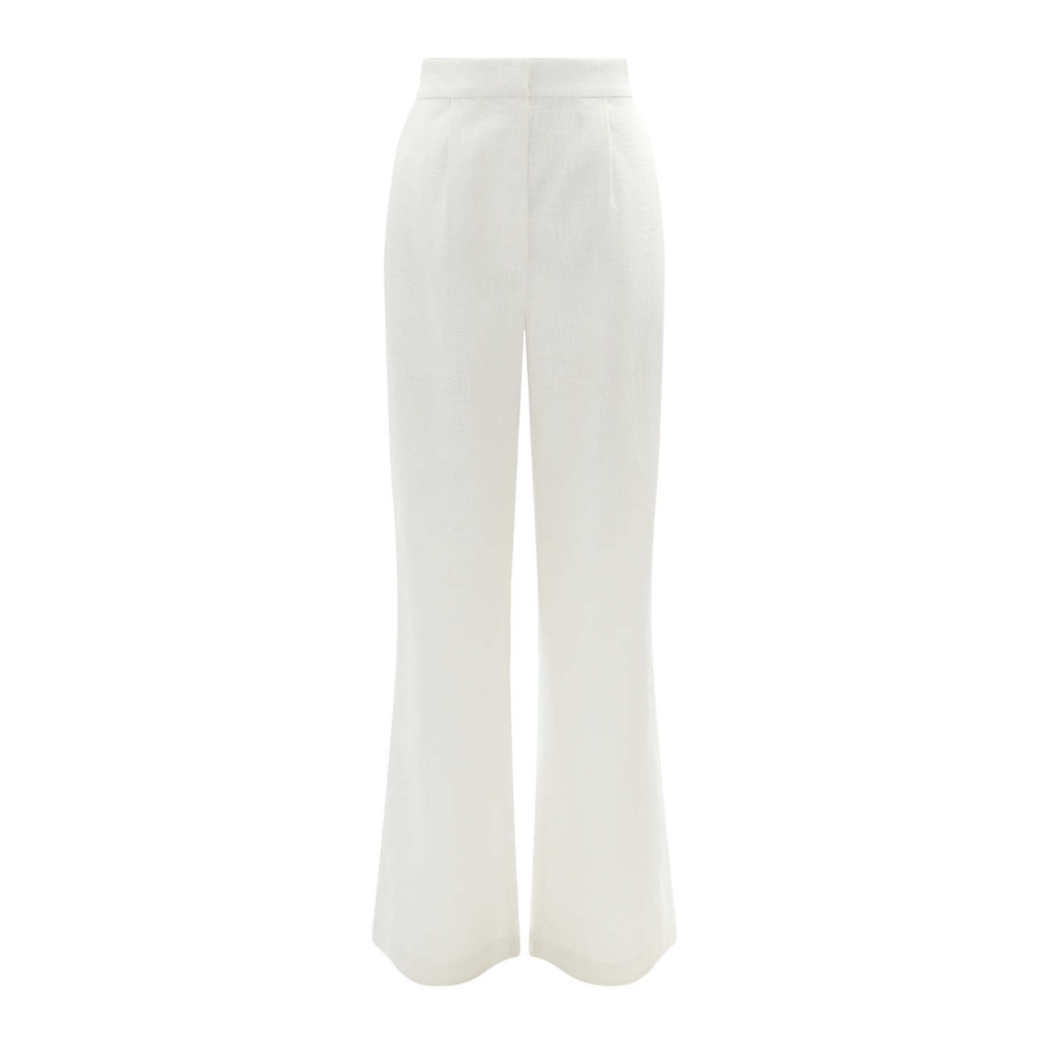 Women’s Extra Tall White Linen Trousers - Straight, High-Waisted & Adjustable Small Kk