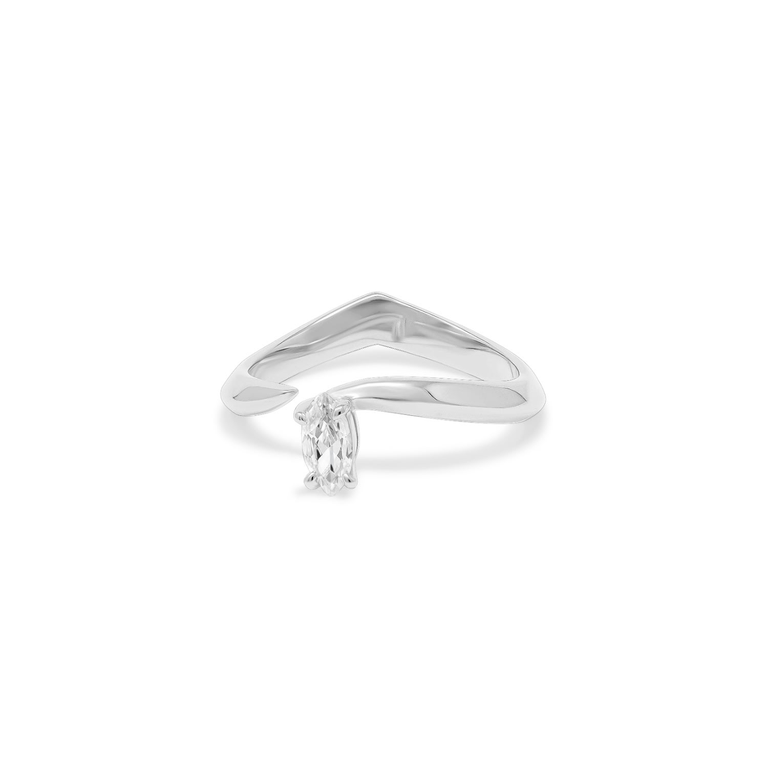 Women’s Tears Marquise Ring - Rhodium Plated Silver EdxÃº