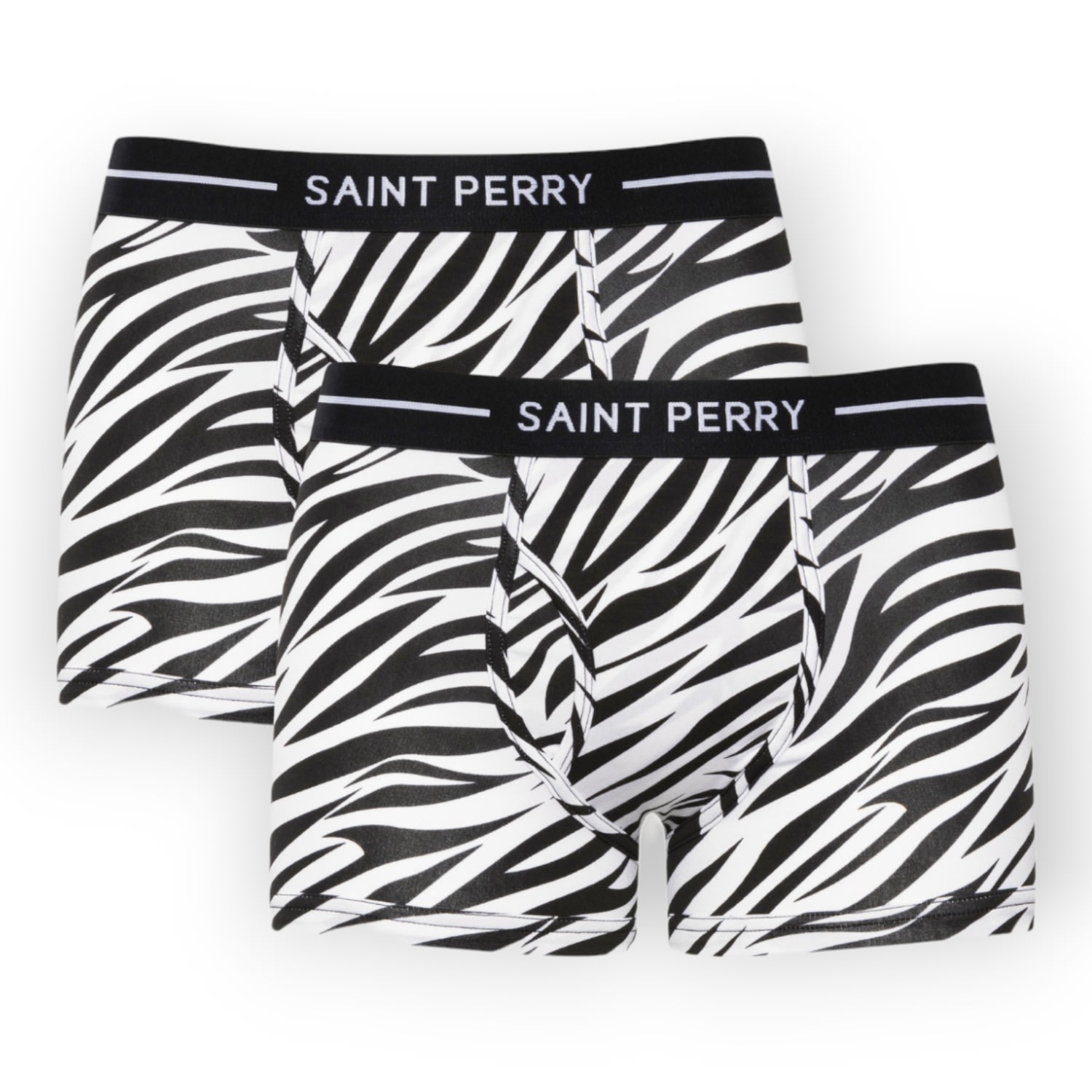 Men’s Green Zebra Boxer Brief Two Packs- White Large Saint Perry