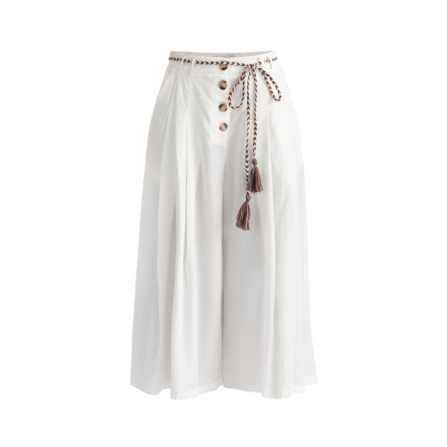 Women’s Pleated Lyocell Culottes - White XXL Paisie