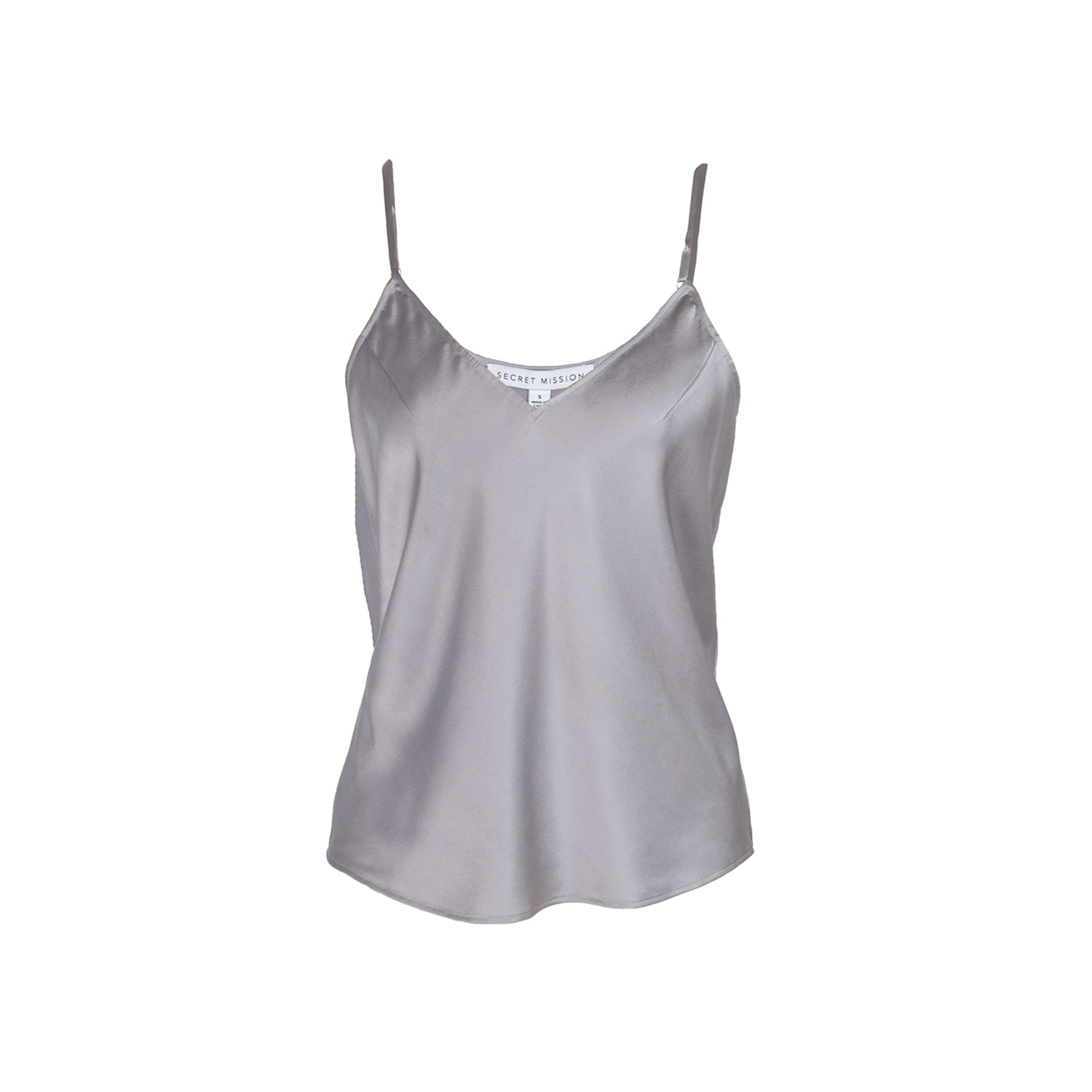 Women’s Adina Silver Cami Top - Silk Large Secret Mission