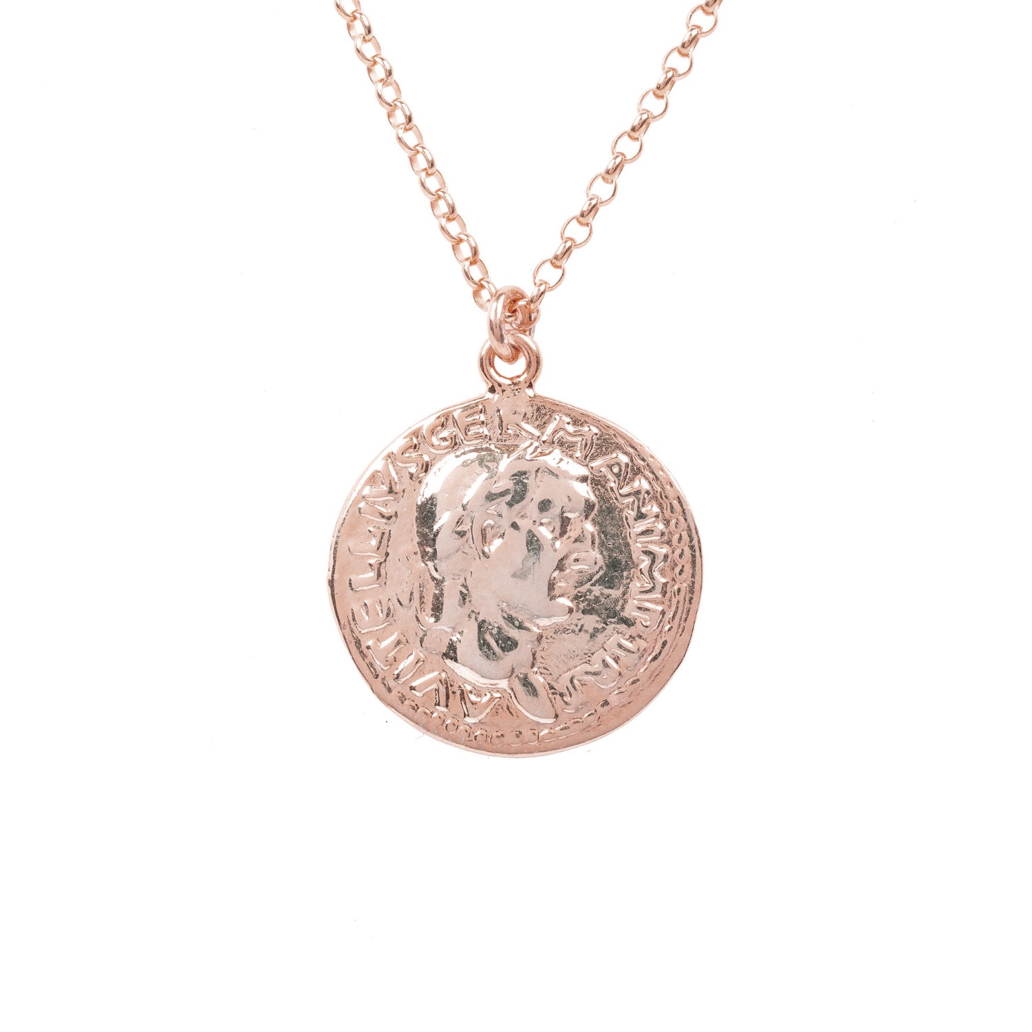 Women’s Rose Gold Roman Coin Pendant Necklace Rosegold Latelita