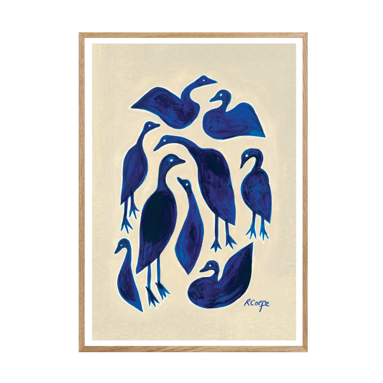 Neutrals / Blue A3 Blue Ducks Print Rosanna Corfe