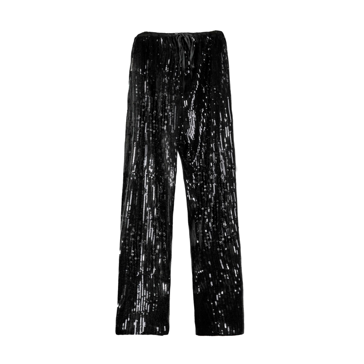 Women’s Black Long Sequins Pants One Size Ats the Label