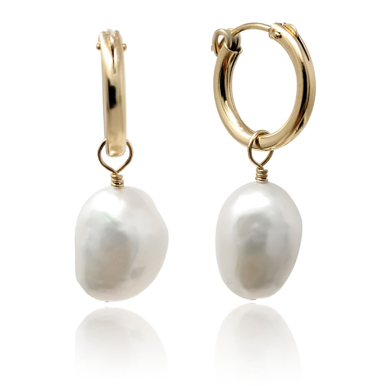 Women’s Sia Gold Filled Baroque Pearl Hoop Earrings Kiri & Belle