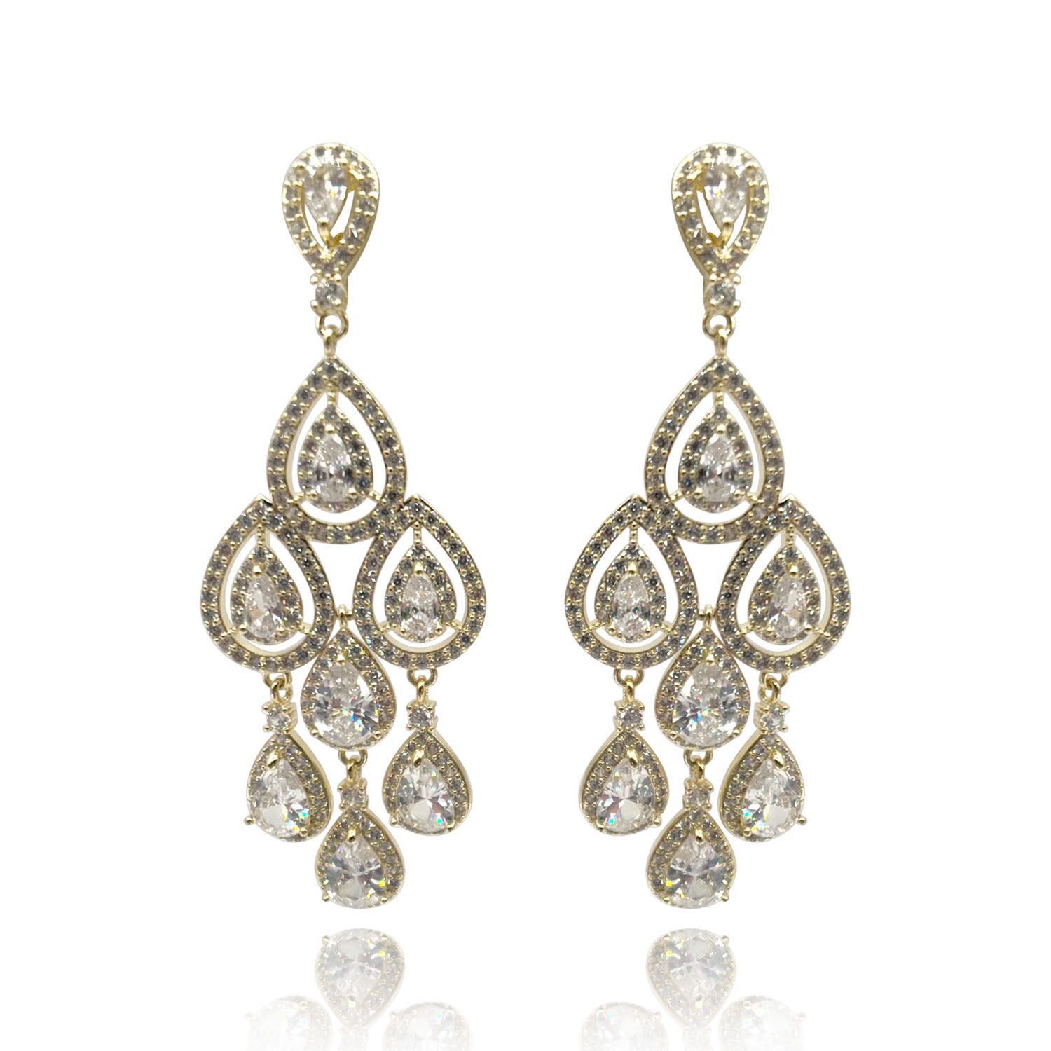 Women’s Neutrals Pear Shape Crystal Drop Clip-On Earrings - Gold Plate Setting Michael Nash Jewelry