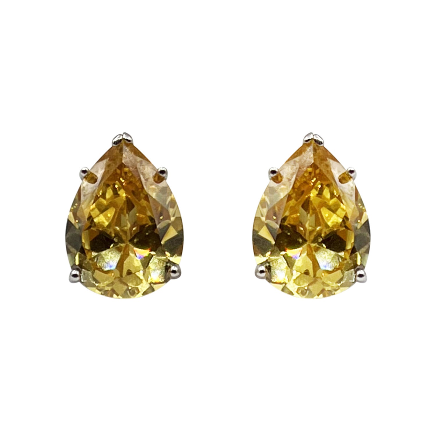 Women’s Yellow / Orange Canary Cubic Zirconia Pear-Shaped Clip-On Earrings Elegant Non-Pierced Jewelry Michael Nash Jewelry