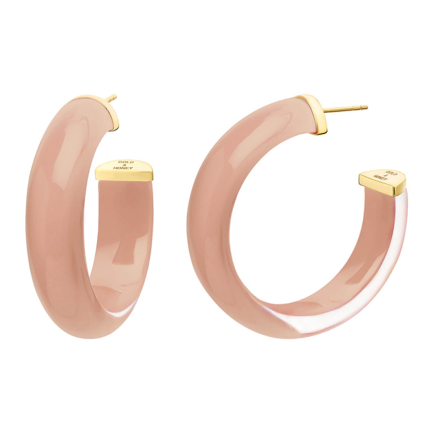 Women’s Brown / Gold Medium Illusion Hoops In Dusty Gold & Honey