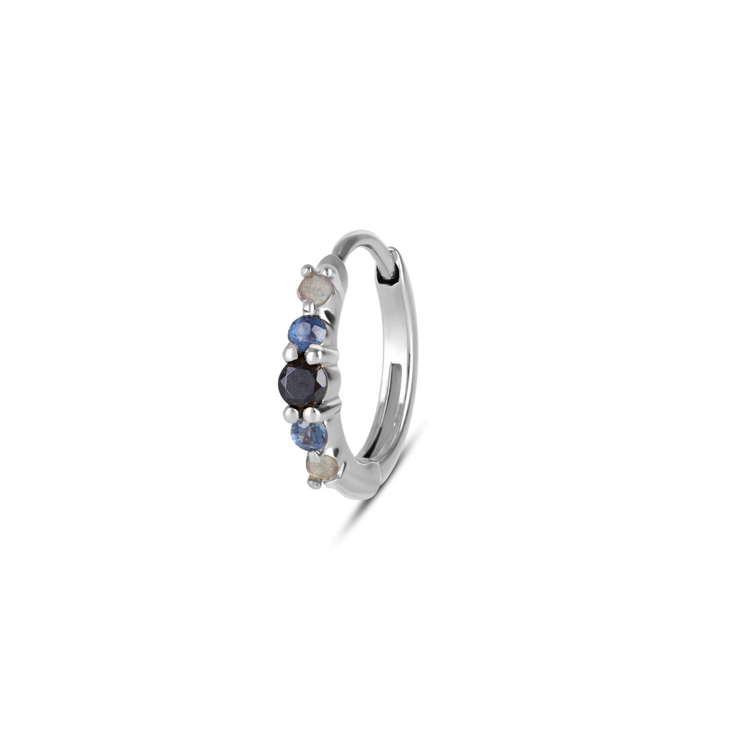 Women’s Blue / Silver Midnight Stone Huggie Hoop Earring Sterling Silver Zohreh V. Jewellery