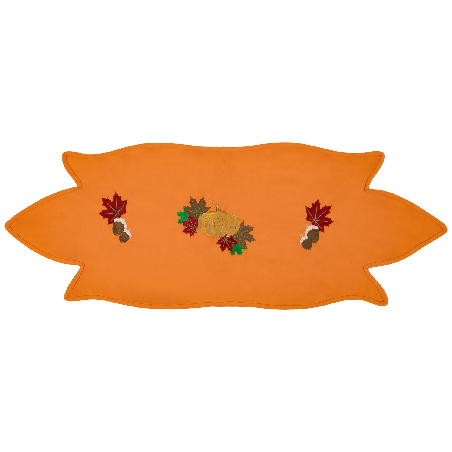 Yellow / Orange Pumpkin Embroidery Cotton Runner One Size Km Home Collection