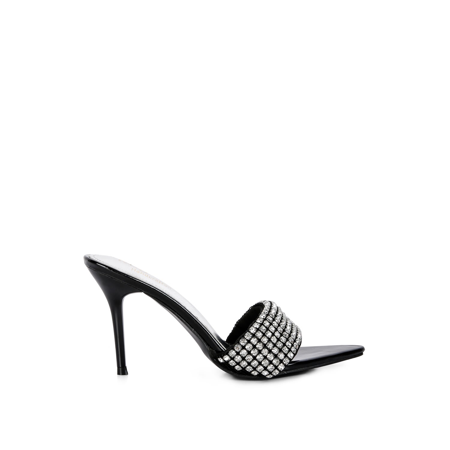 Women’s Adina Diamante Strap Pointed Heel Sandals In Black 4 Uk Rag & Co.
