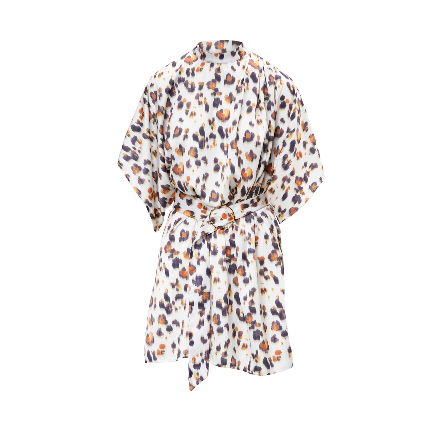 Women’s Animal Print Mini Dress With Pleats And Waist Belt Medium Bluzat