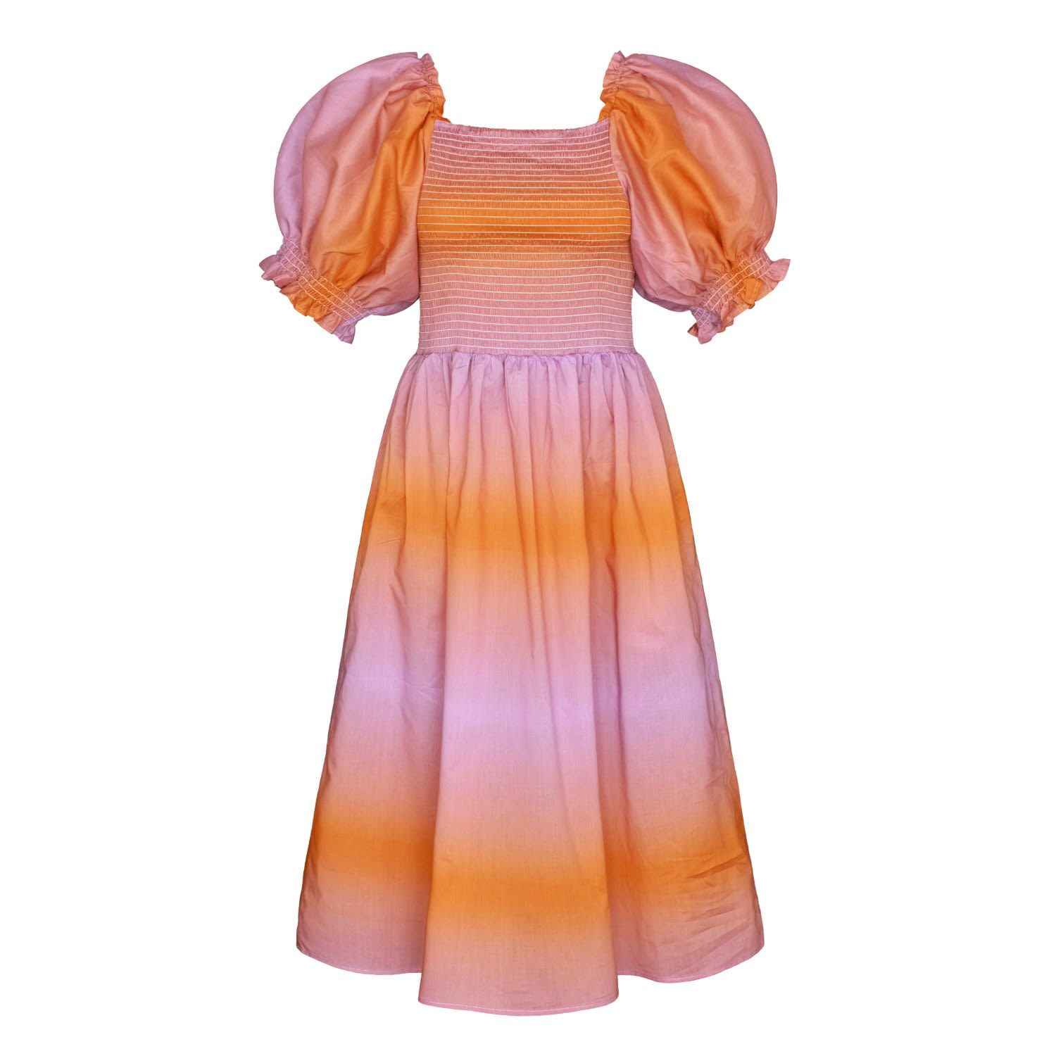 Women’s Pink / Purple Sunset Purple Orange Smocked Midi Dress Small Jessie Zhao New York