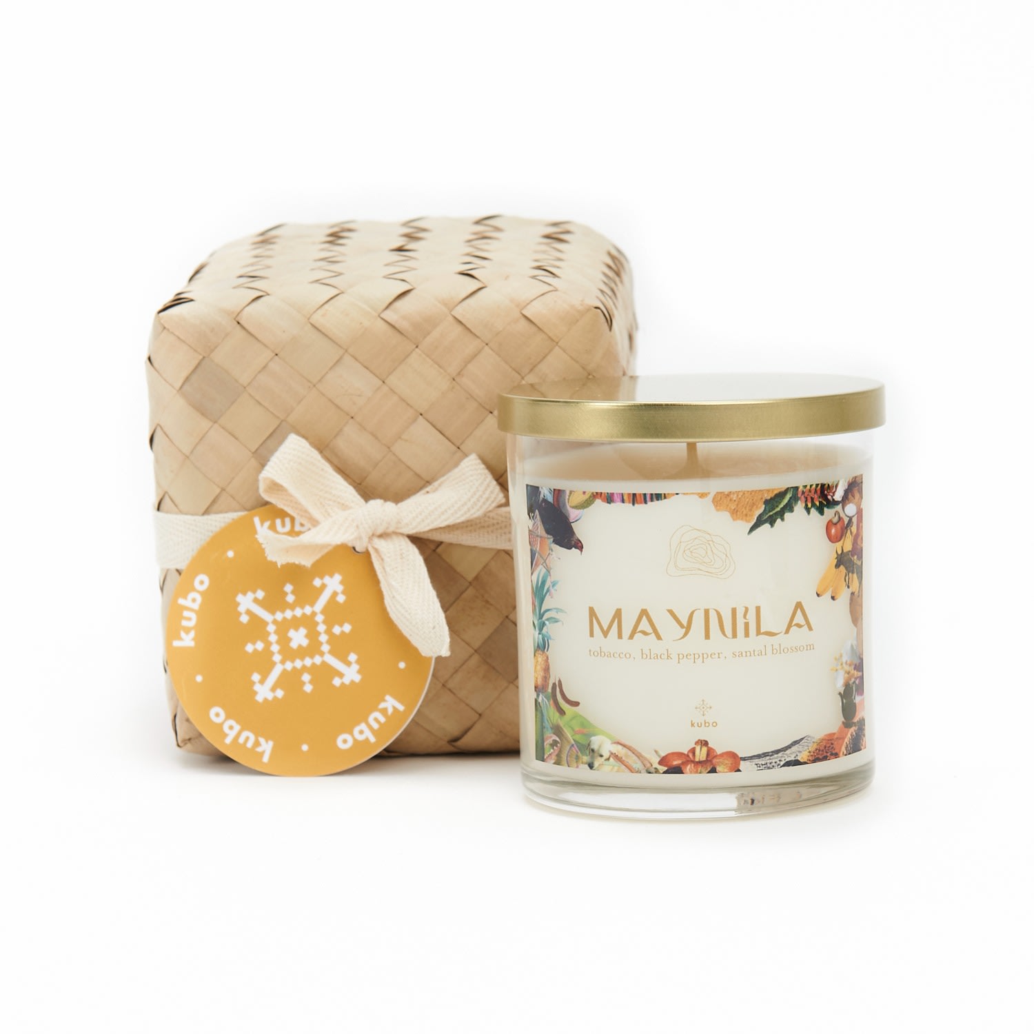 White Maynila Candle In Palm Leaf Box One Size Kubo