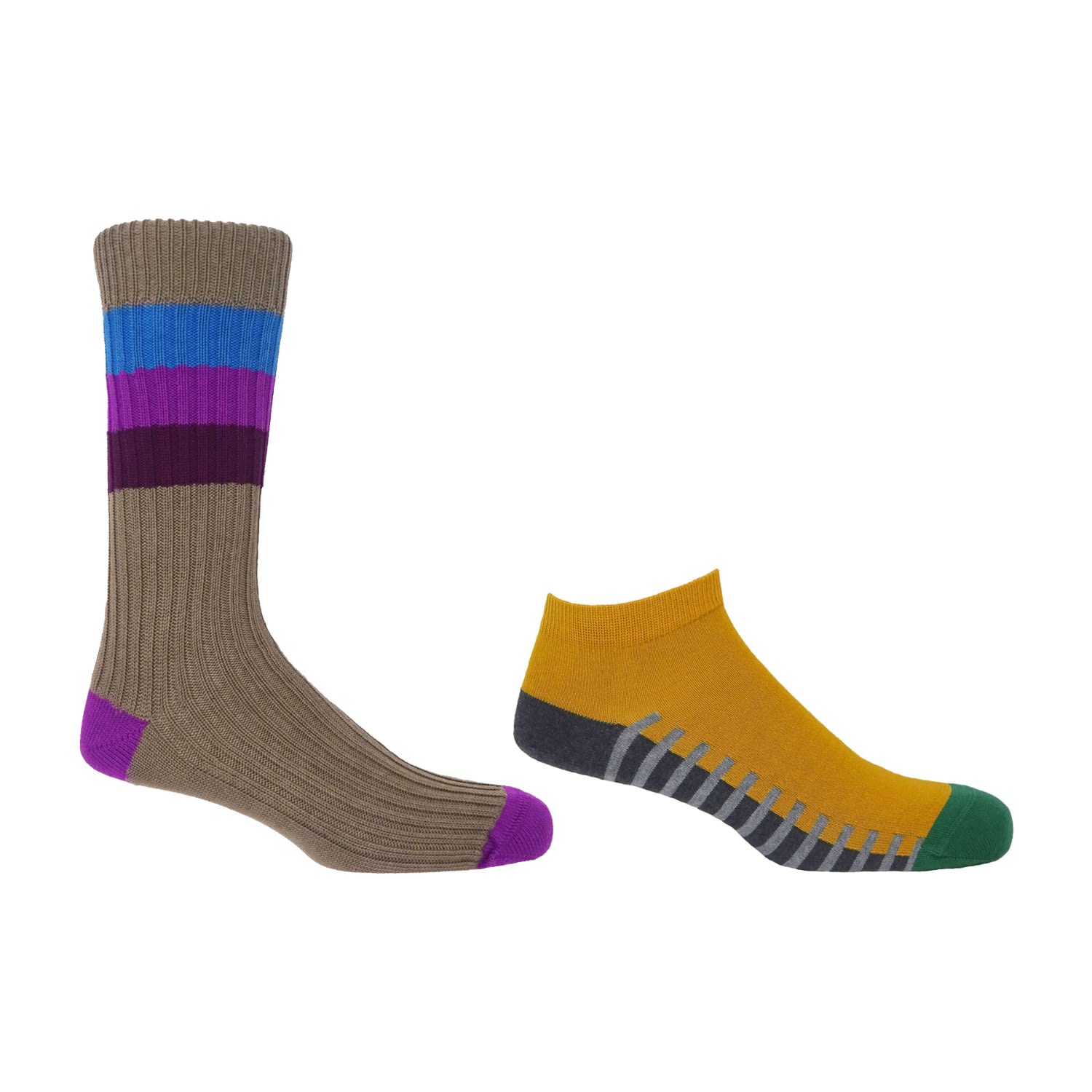 Welford Mustard And Chopper Fawn Mens Socks Two Pack One Size Peper Harow - Made in England