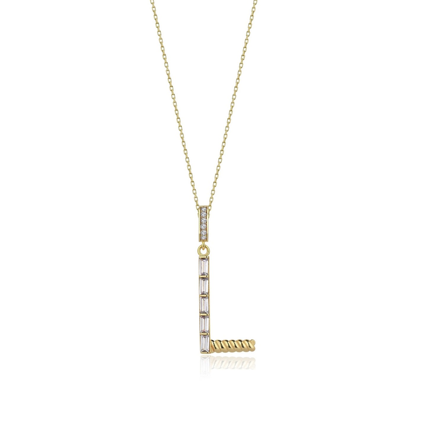 Women’s Inisiyal L Initial Necklace In Sterling Silver With Gold Plated Odda75