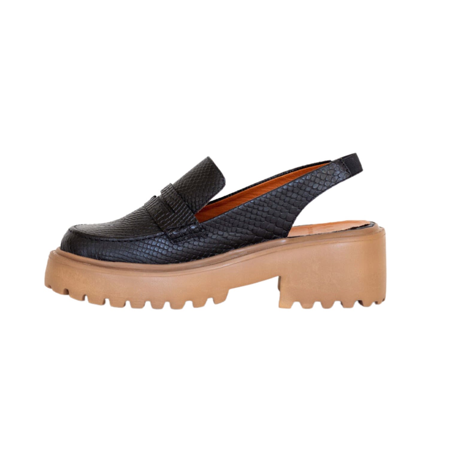Women’s Elodie Platform Loafers In Black Croc Embossed Leather 6 Uk Stivali New York