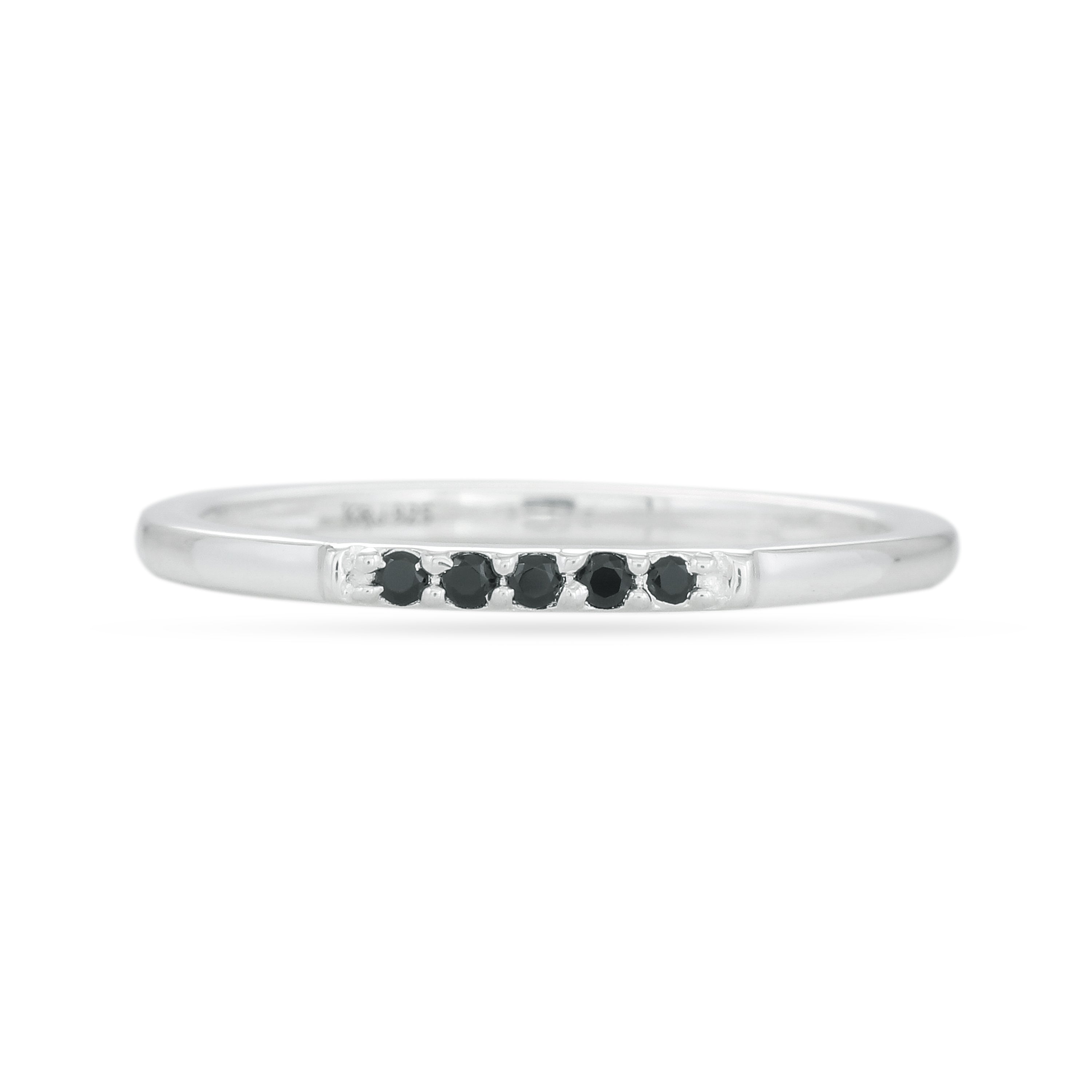 Women’s Black Spinel 5 Stones Ring - Silver Karrah Jewellery