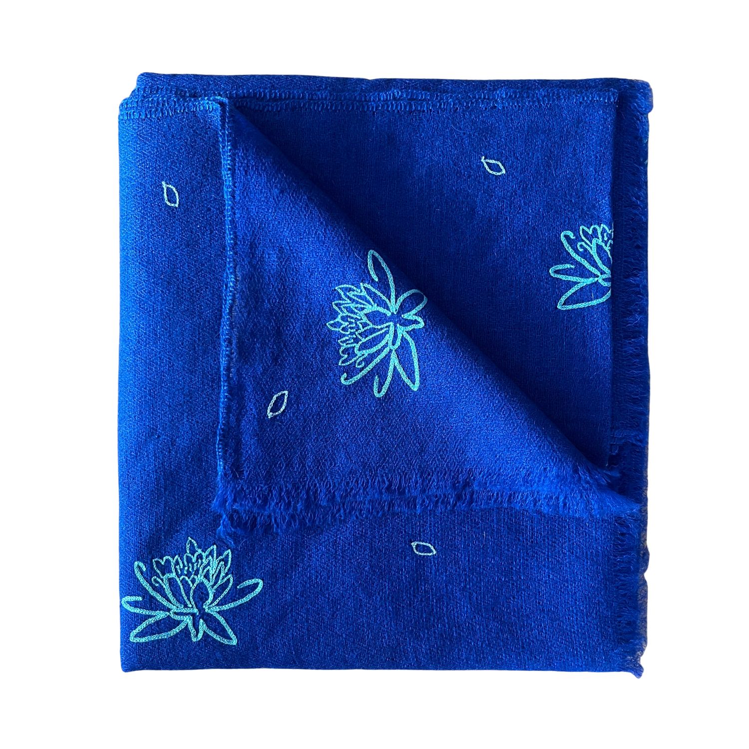 Women’s Hand Embroidered Royal Blue Cashmere Pashmina Heritagemoda