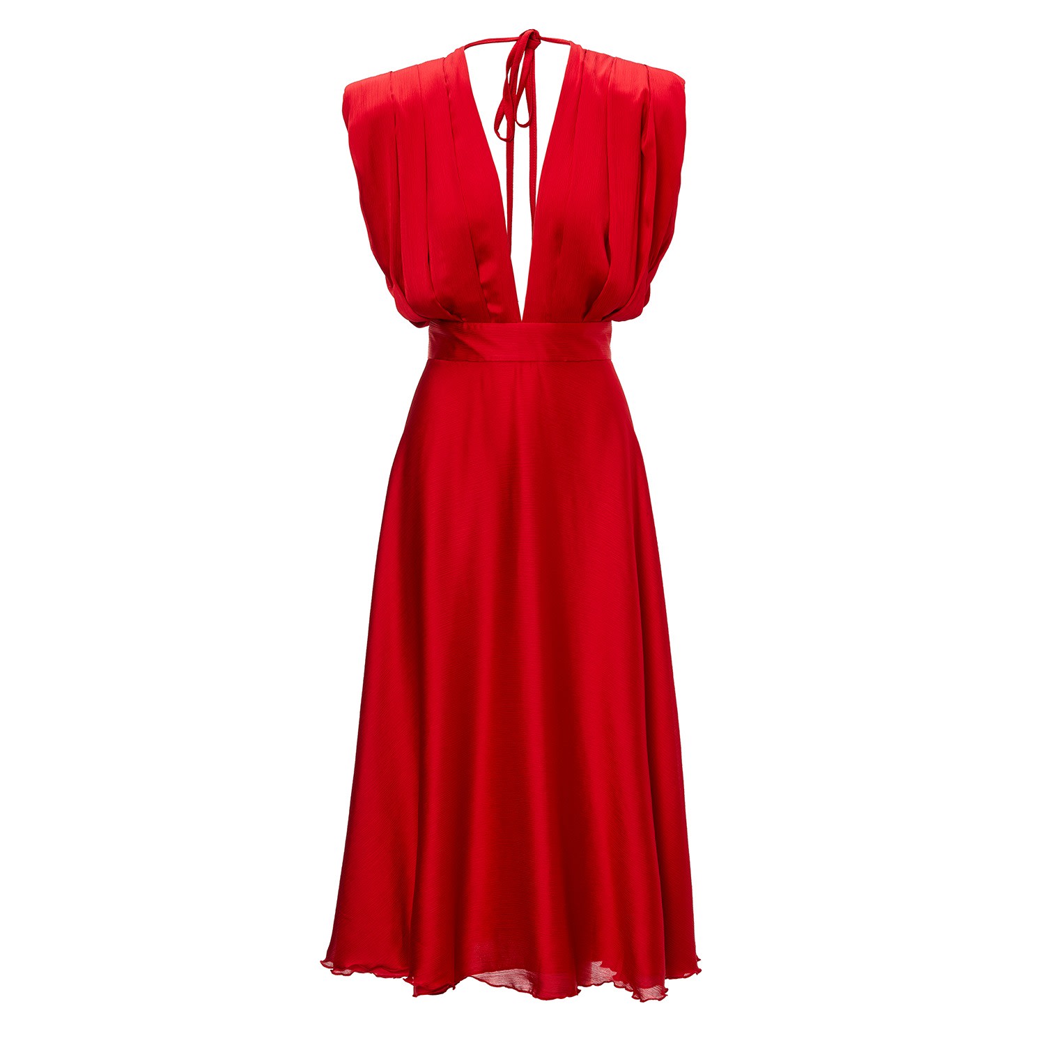 Women’s Red Midi Dress Medium Bluzat