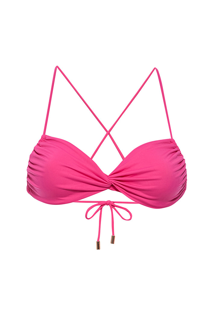 Women’s Pink / Purple Roze Twist Bandeau Bikini Top Extra Small Kamari Swim Llc