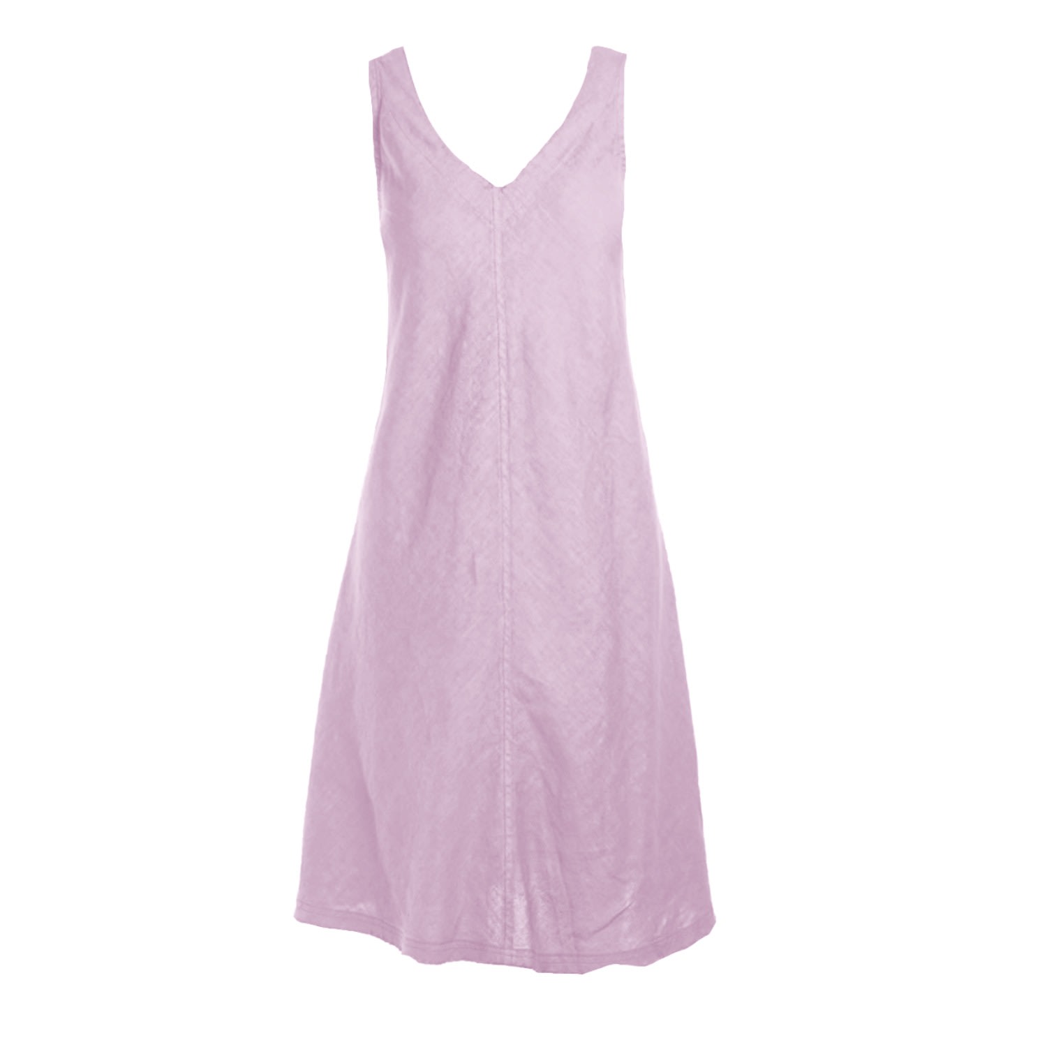 Women’s Pink / Purple "V" Neckline Flared Linen Dress - Violet Small Haris Cotton