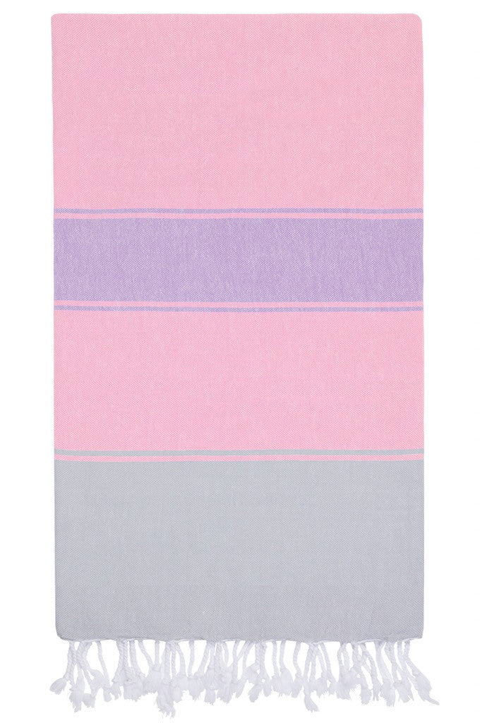 Grey / Pink / Purple Talia Hammam Towel - Light Pink / Lilac One Size Ailera