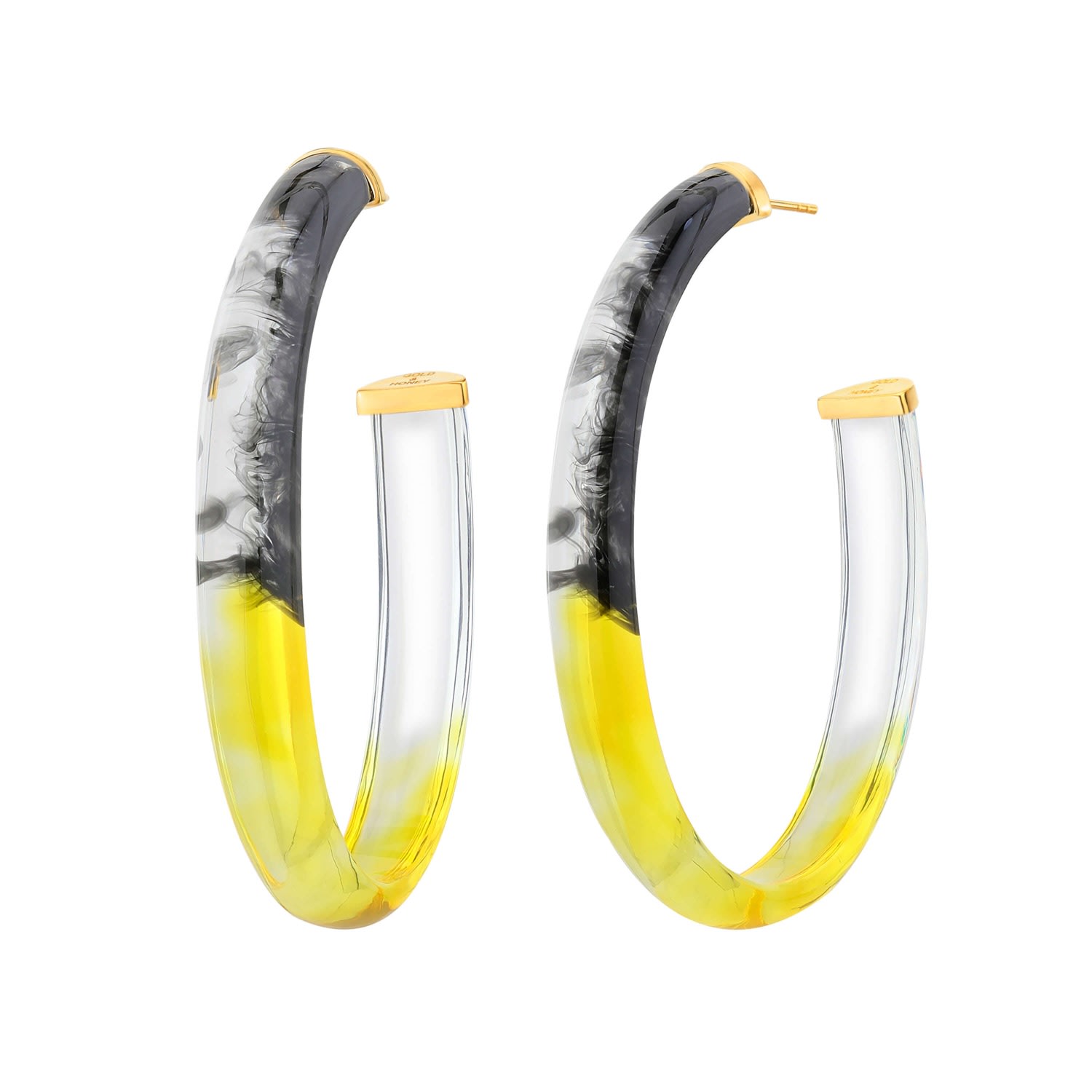 Women’s Black / Gold Black And Yellow Tie Dye Hoops Gold & Honey