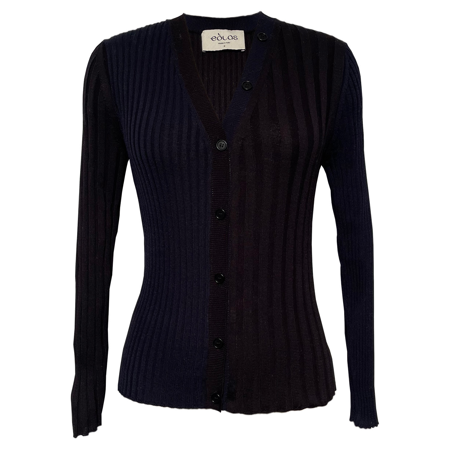 Women’s Blue Anna Navy Ribbed Cardigan In Organic Cotton Small Eolas