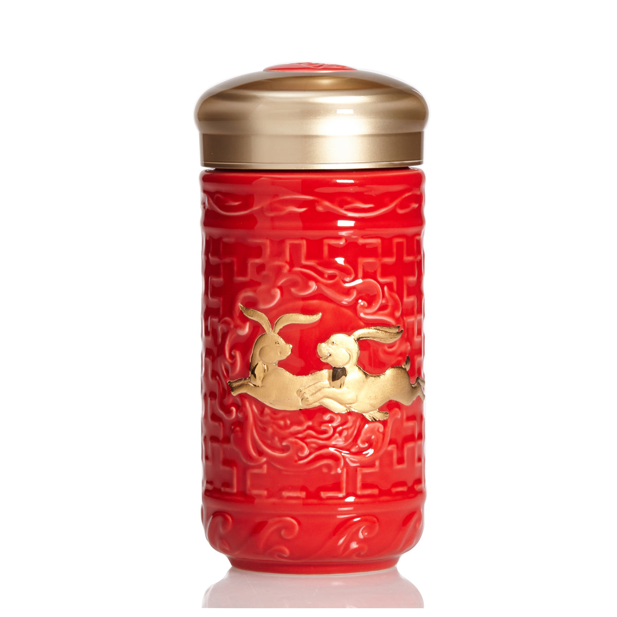 Gold / Red The Jade Rabbit Tumbler - Red With Gold Rabbits Acera