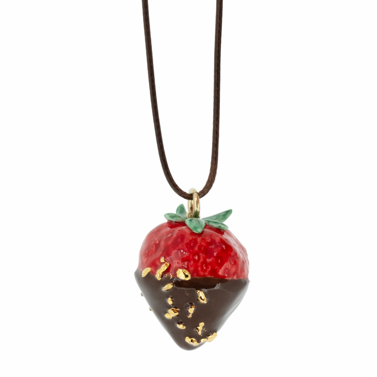 Women’s Gold / Red Chocolate Strawberry Necklace With Golden Accents CjÂ·314