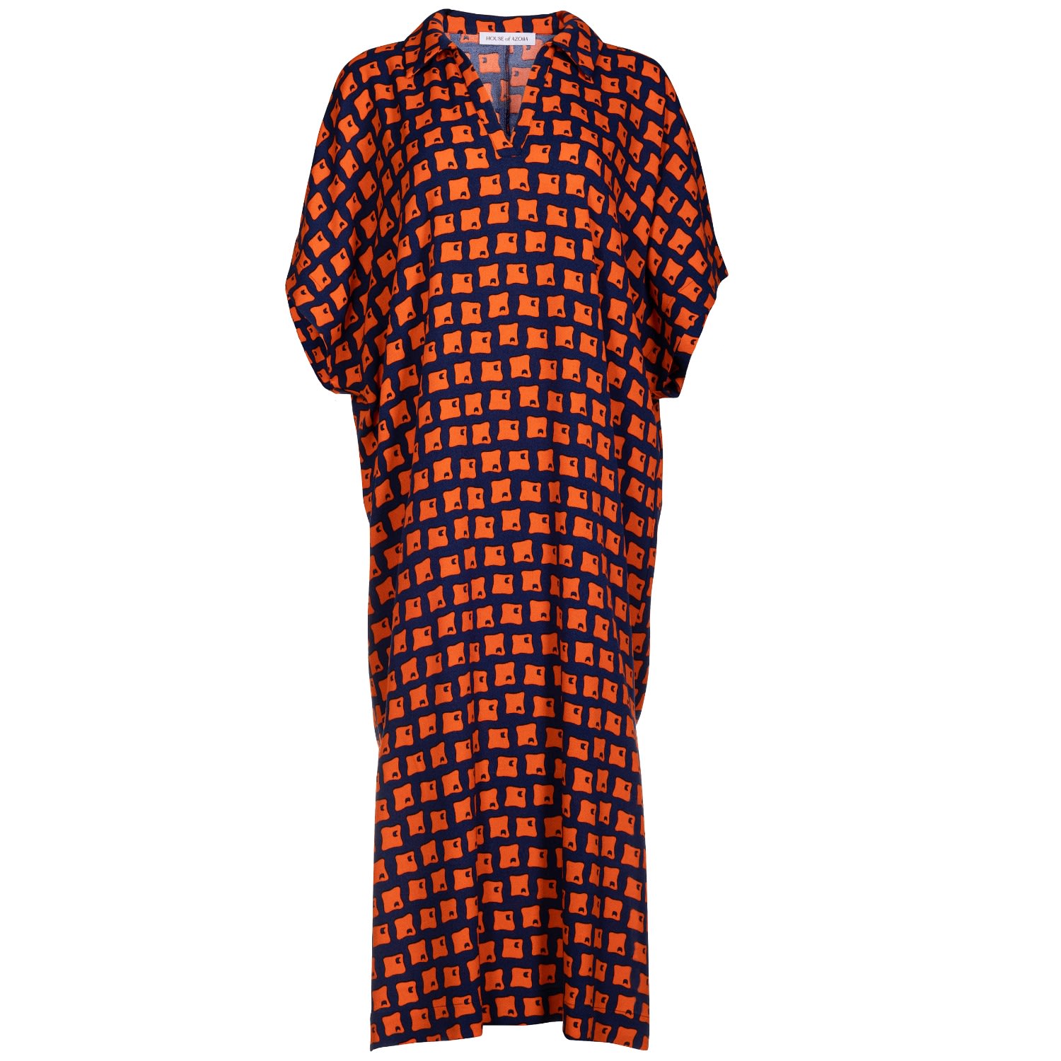 Women’s Yellow / Orange / Black Viscose Kaftan Dress Hazel L/Xl House of Azoiia