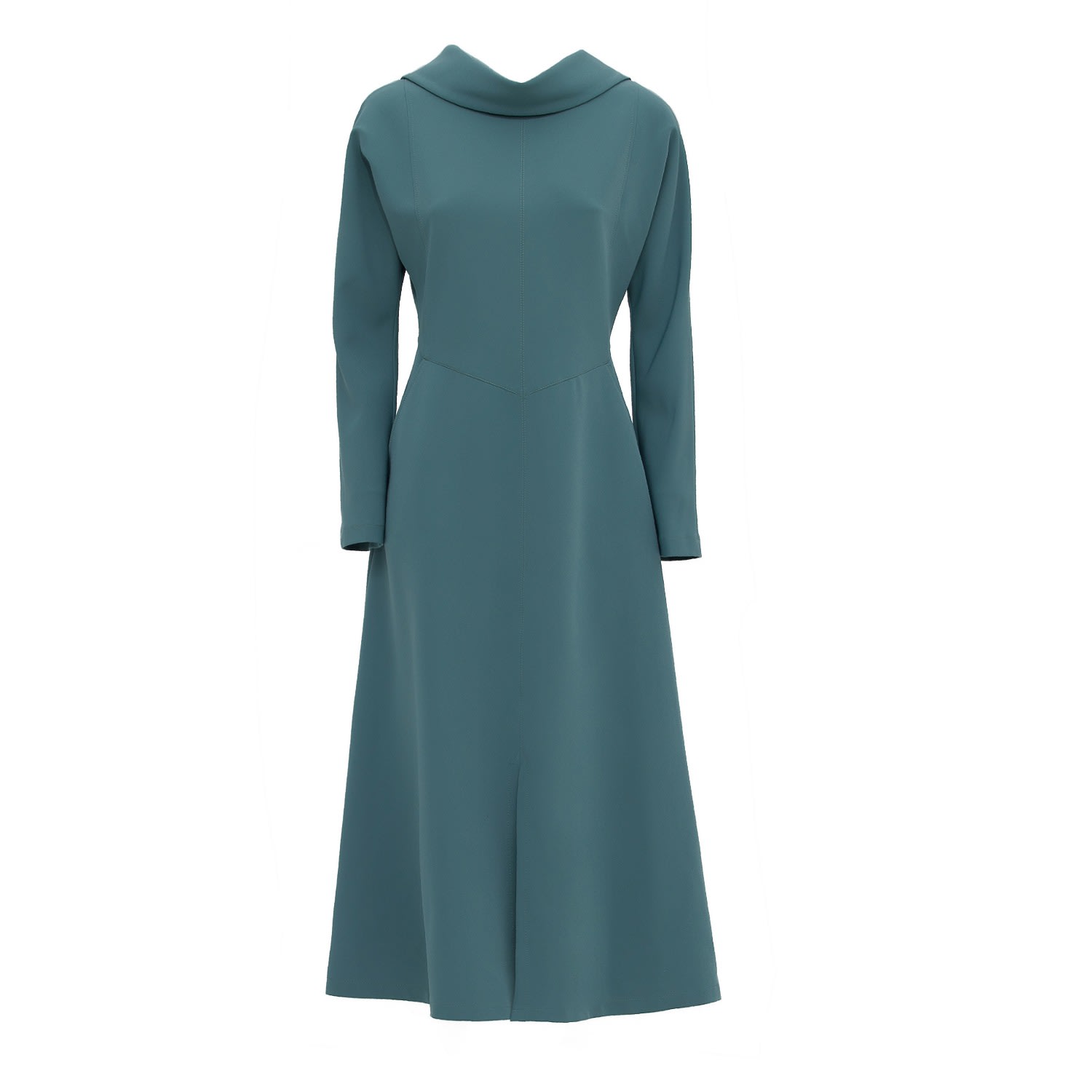 Women’s Green Elegant Fitted Dress With A Flared Skirt Dusty Turquoise Small Julia Allert