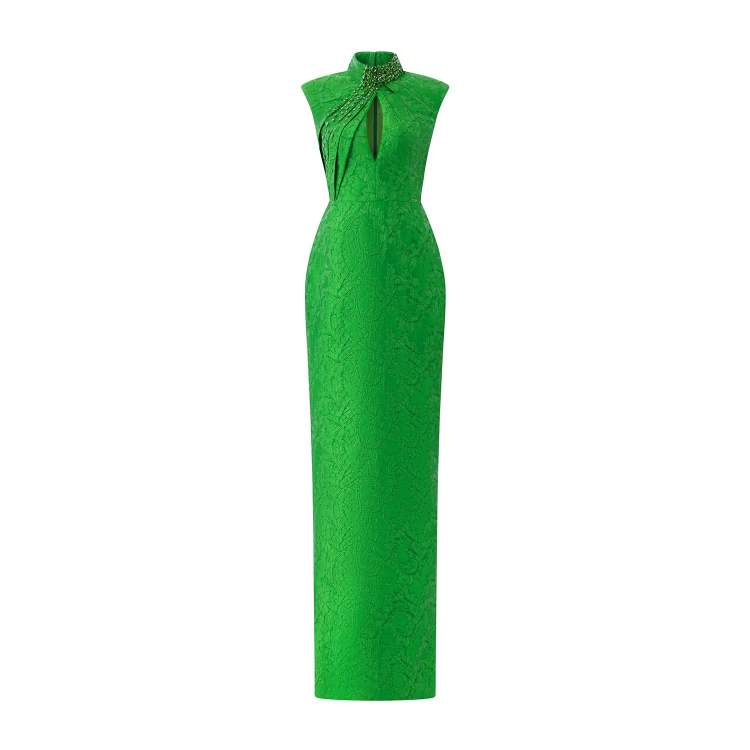 Women’s Green Emerald Stand Collar Cut-Out Dress Small I. h.f Atelier