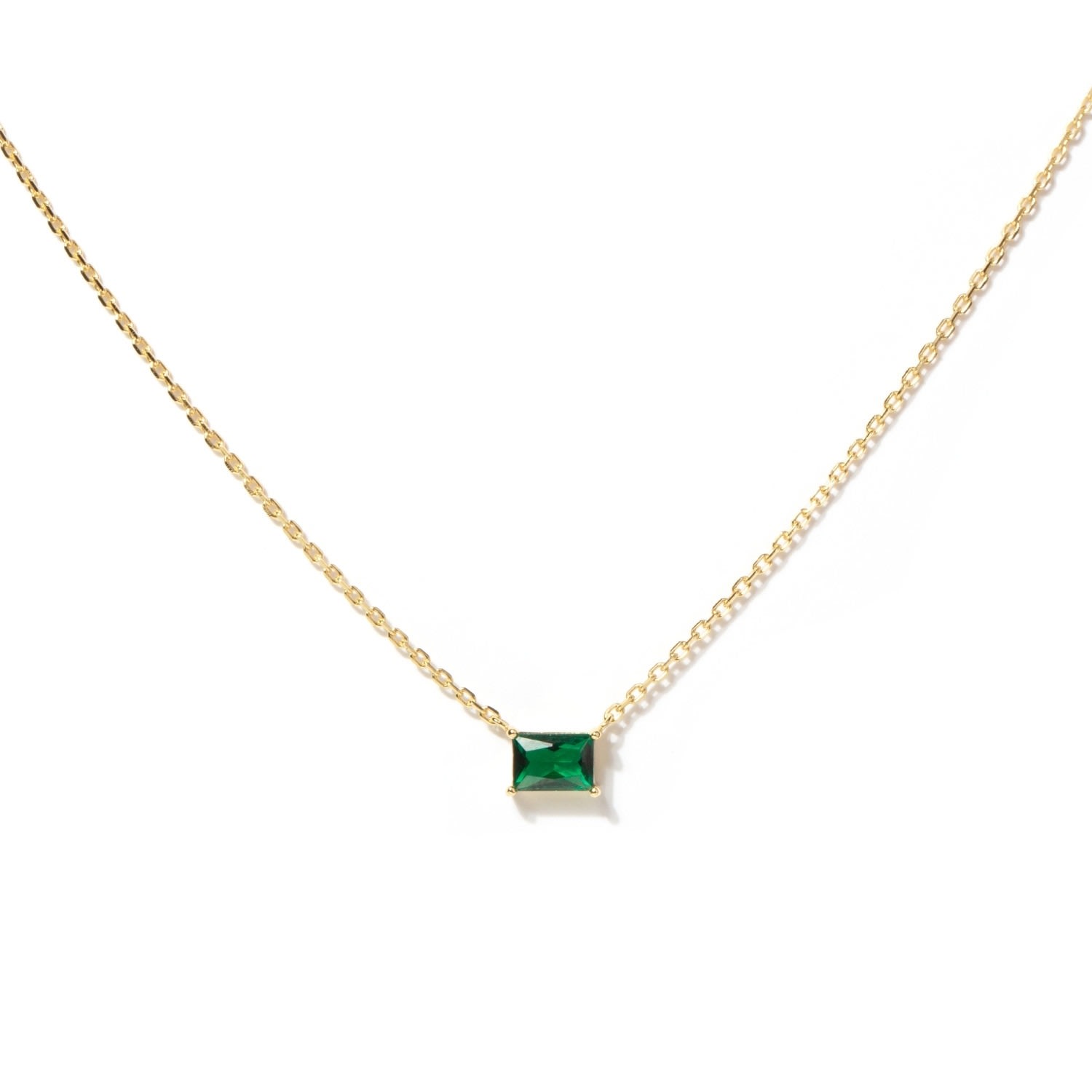 Women’s Green Baguette Emerald May Birthstone Necklace Little Sky Stone