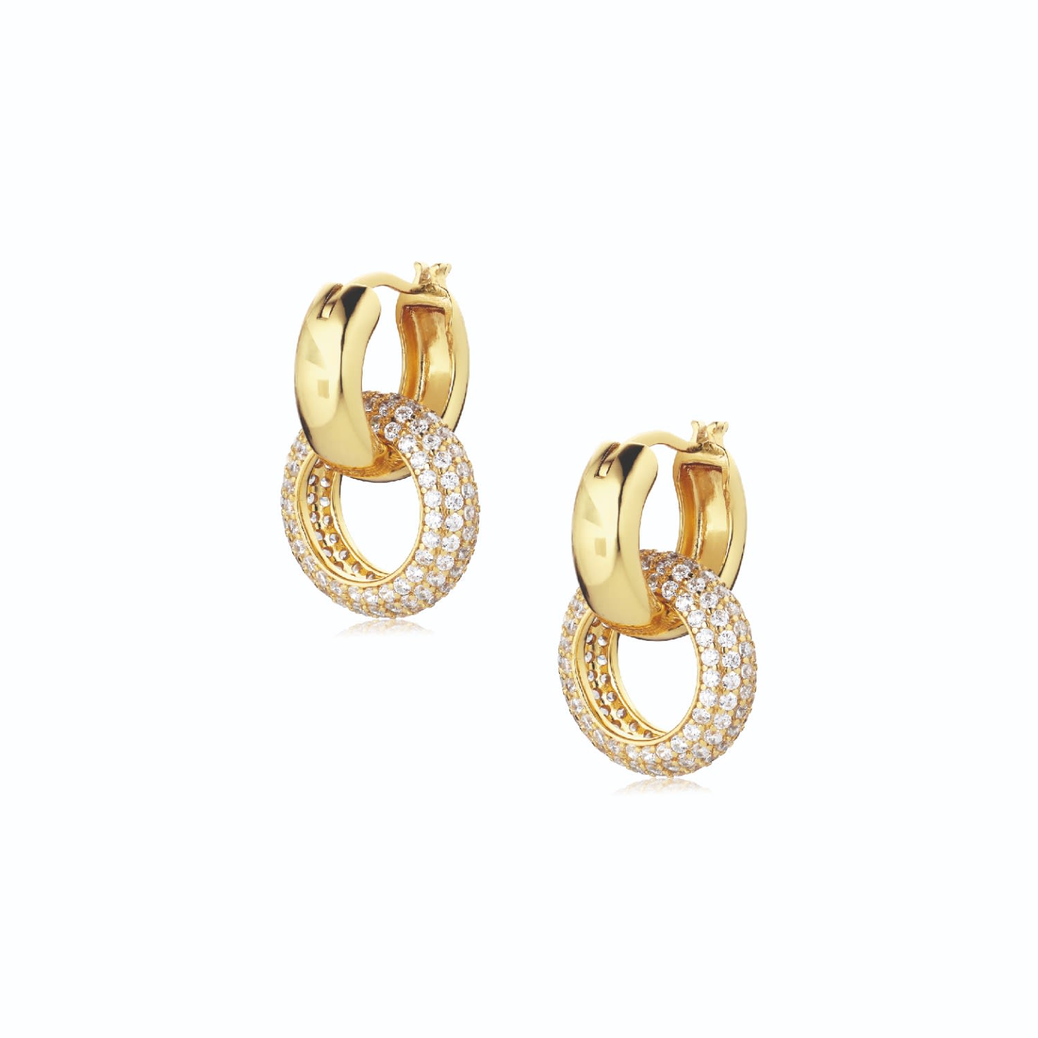 Women’s Gold Grace -Elegant Hoops With Sparkling Faceted Zirkonia Stones Alura Copenhagen Jewellery