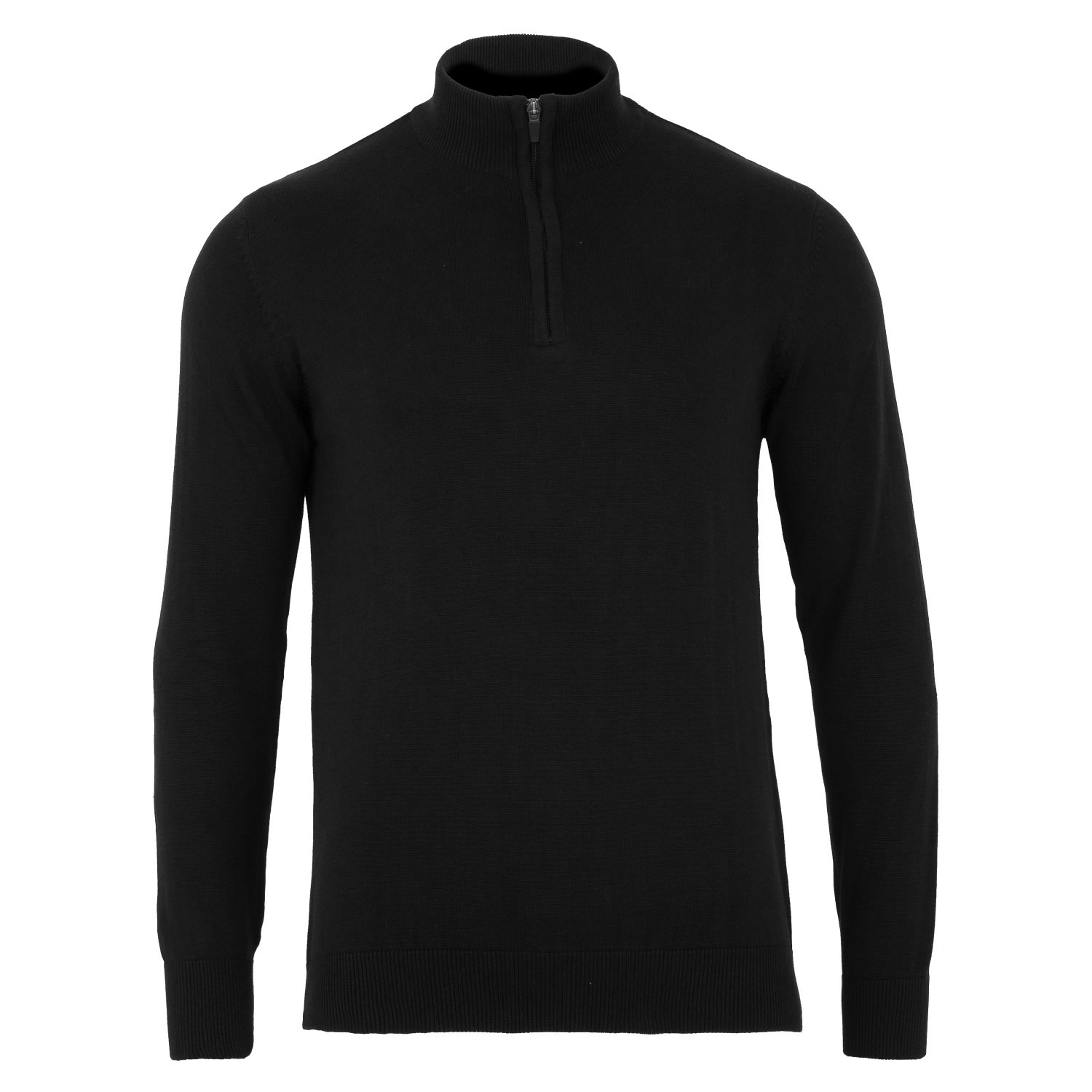 Mens Lightweight Foster Cotton Zip Neck Jumper - Black Small Paul James Knitwear