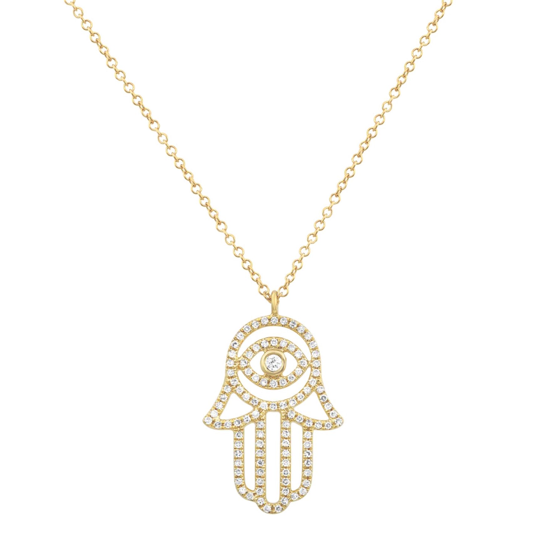 Women’s Gold Large Hamsa Hand Necklace With Diamonds Kamaria