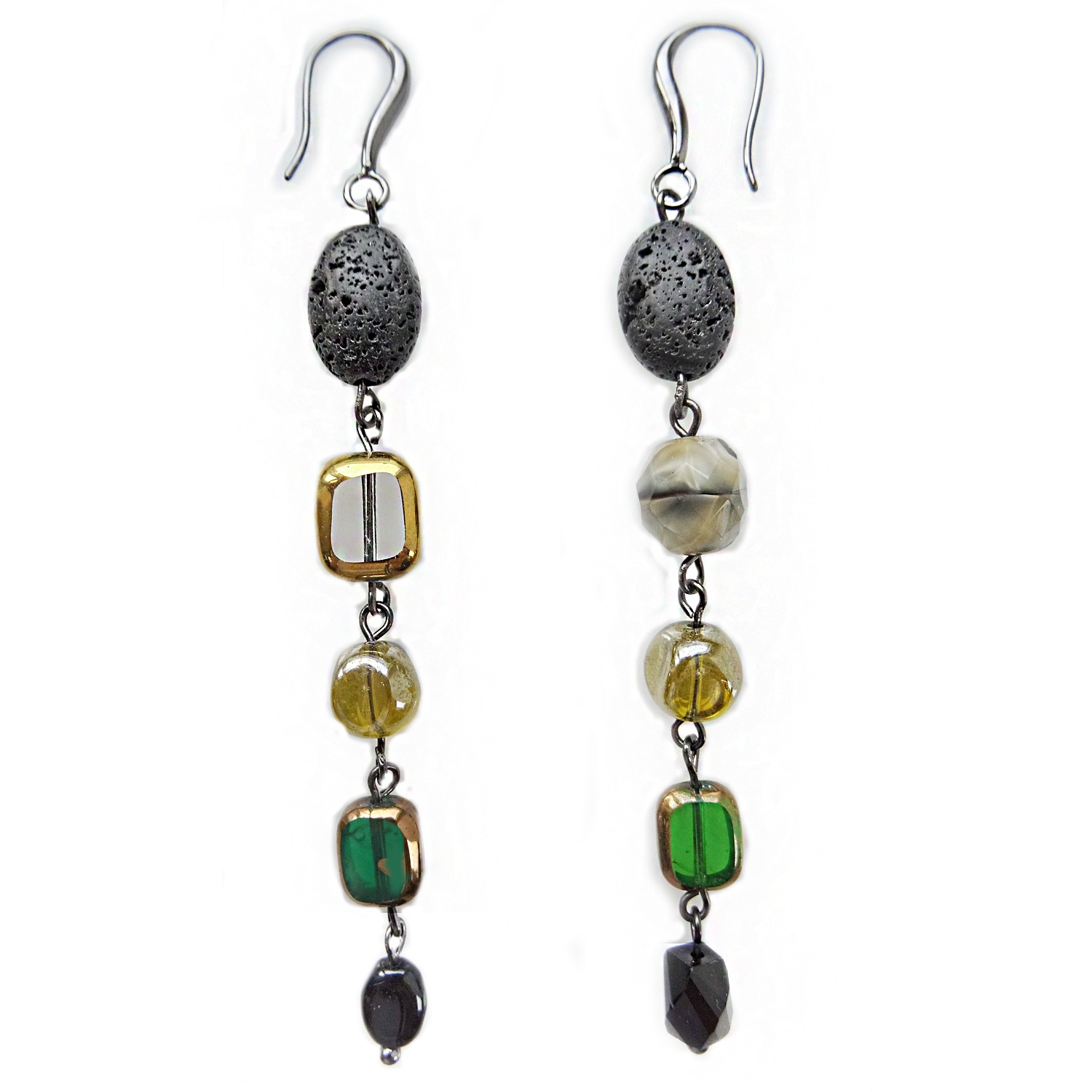 Women’s Green / Black Limit-Ed Lava Stone Asymmetric Earring Nadia Minkoff